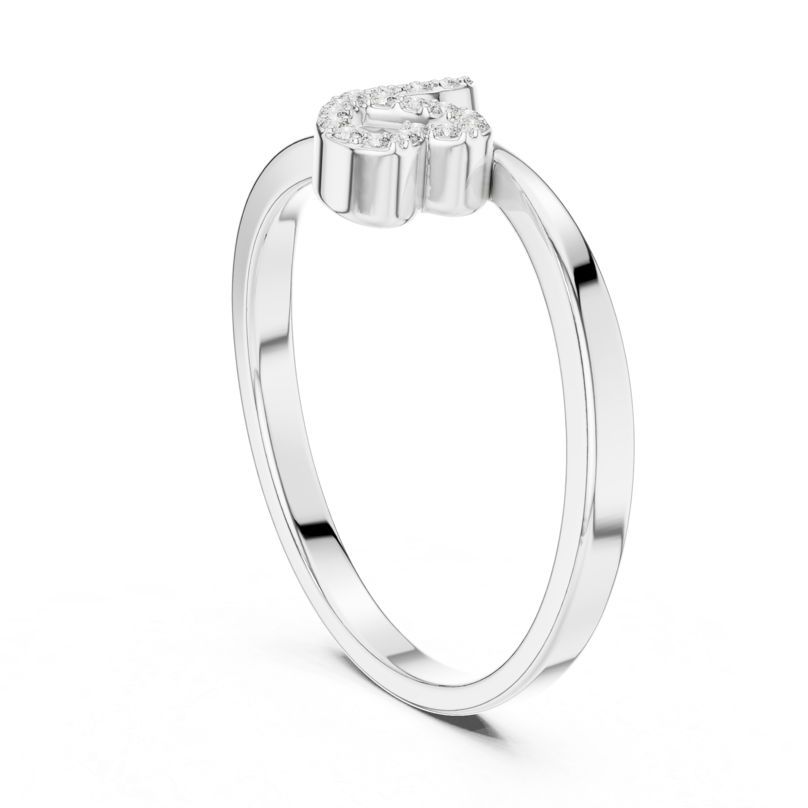 Diamond Open Circle & Heart Ring – Modern Pavé Love Ring