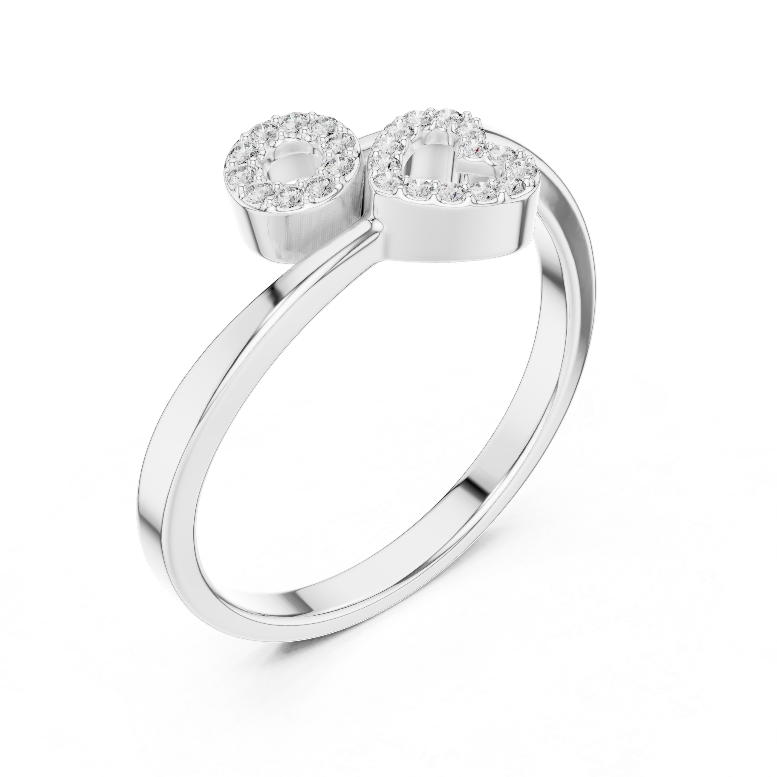 Diamond Open Circle & Heart Ring – Modern Pavé Love Ring