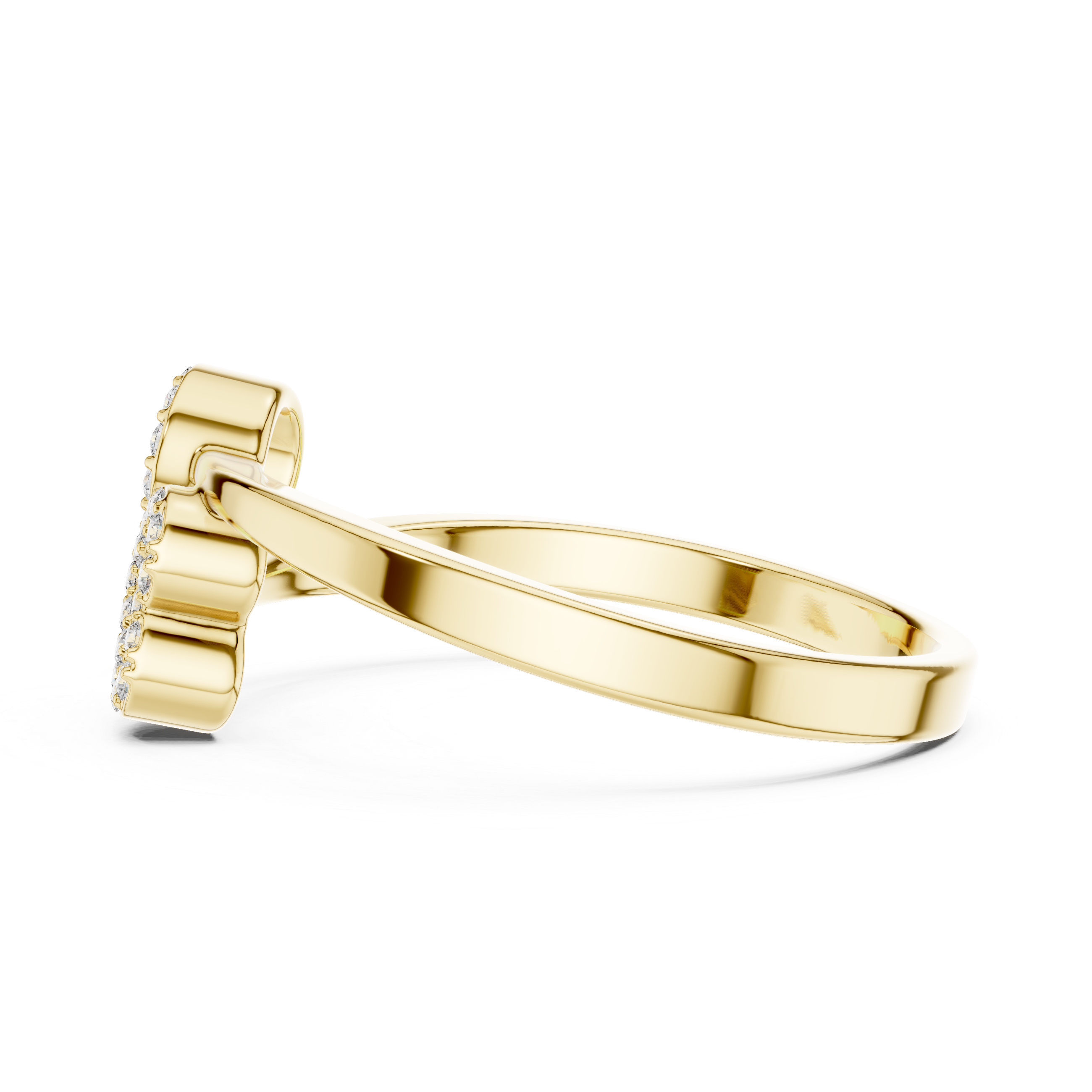 Diamond Open Circle & Heart Ring – Modern Pavé Love Ring
