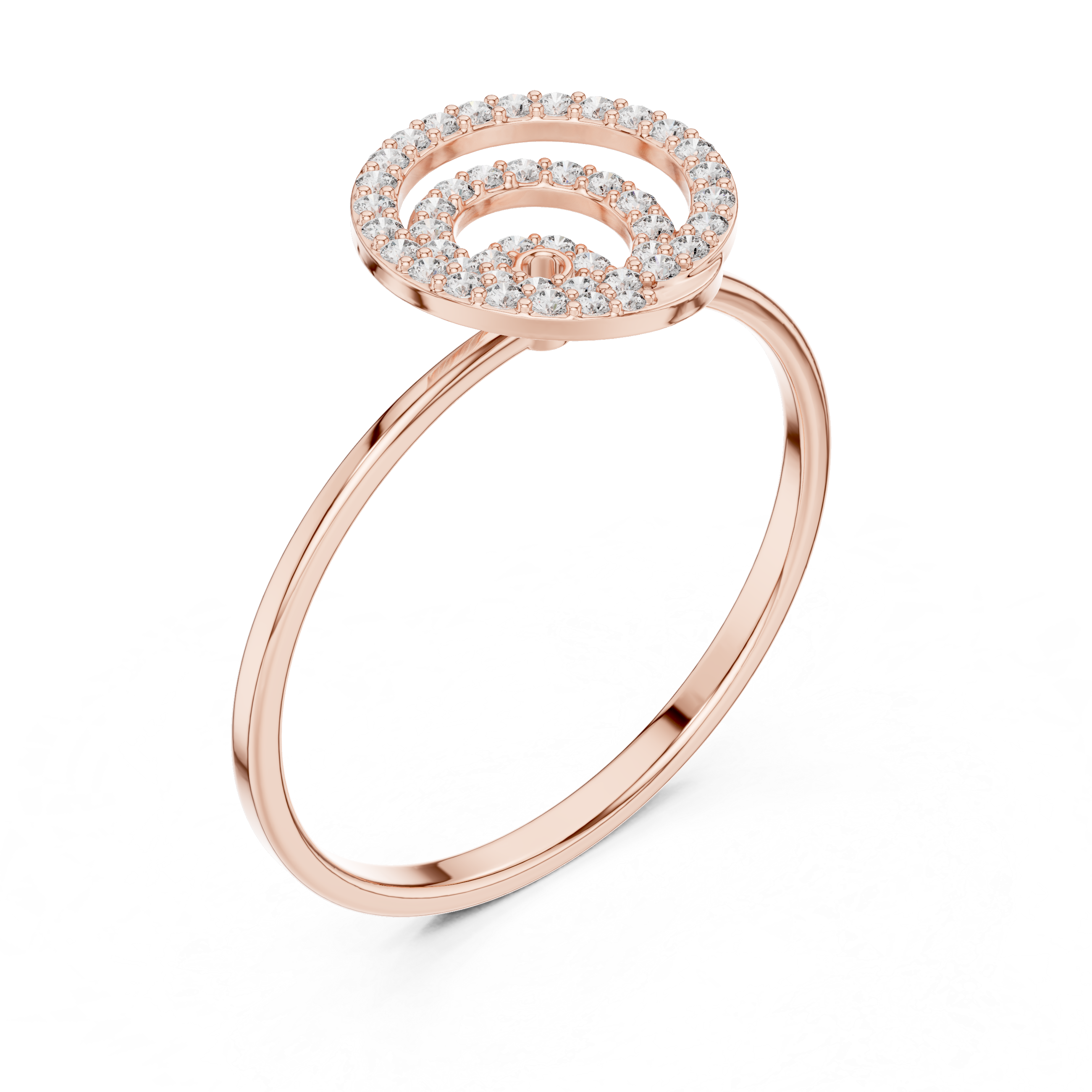 Diamond Spiral Circle Ring – Modern Pavé Swirl Statement Ring
