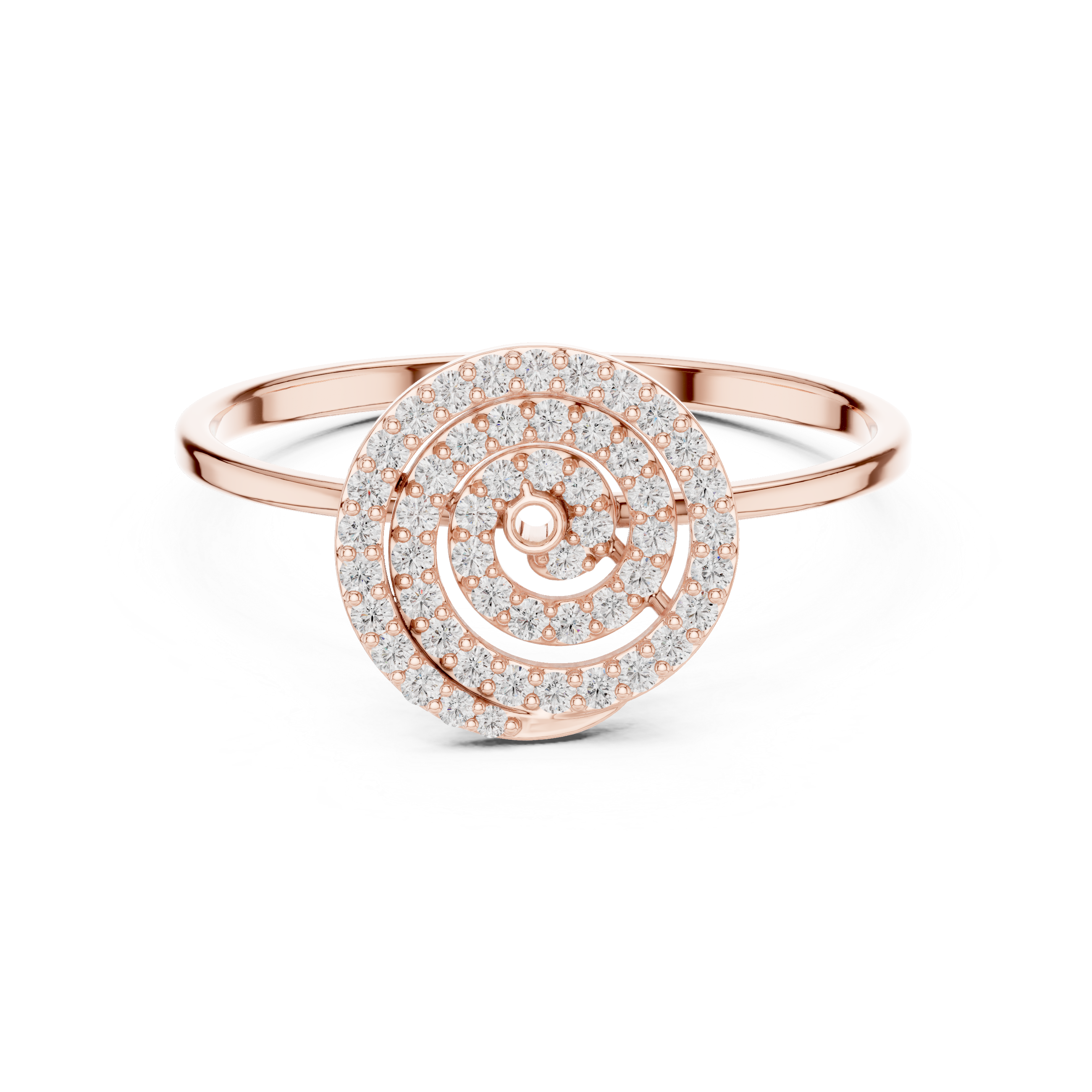 Diamond Spiral Circle Ring – Modern Pavé Swirl Statement Ring