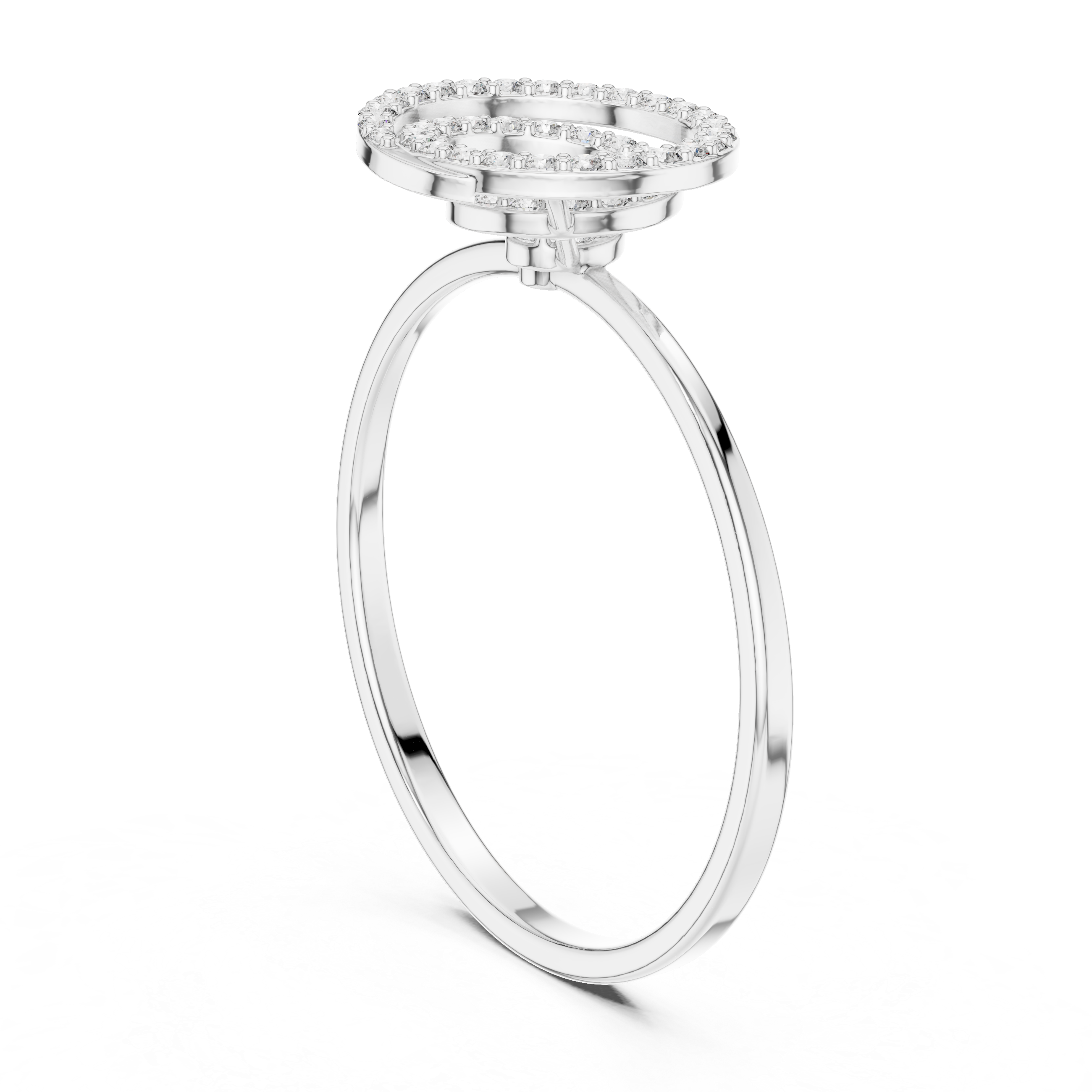 Diamond Spiral Circle Ring – Modern Pavé Swirl Statement Ring