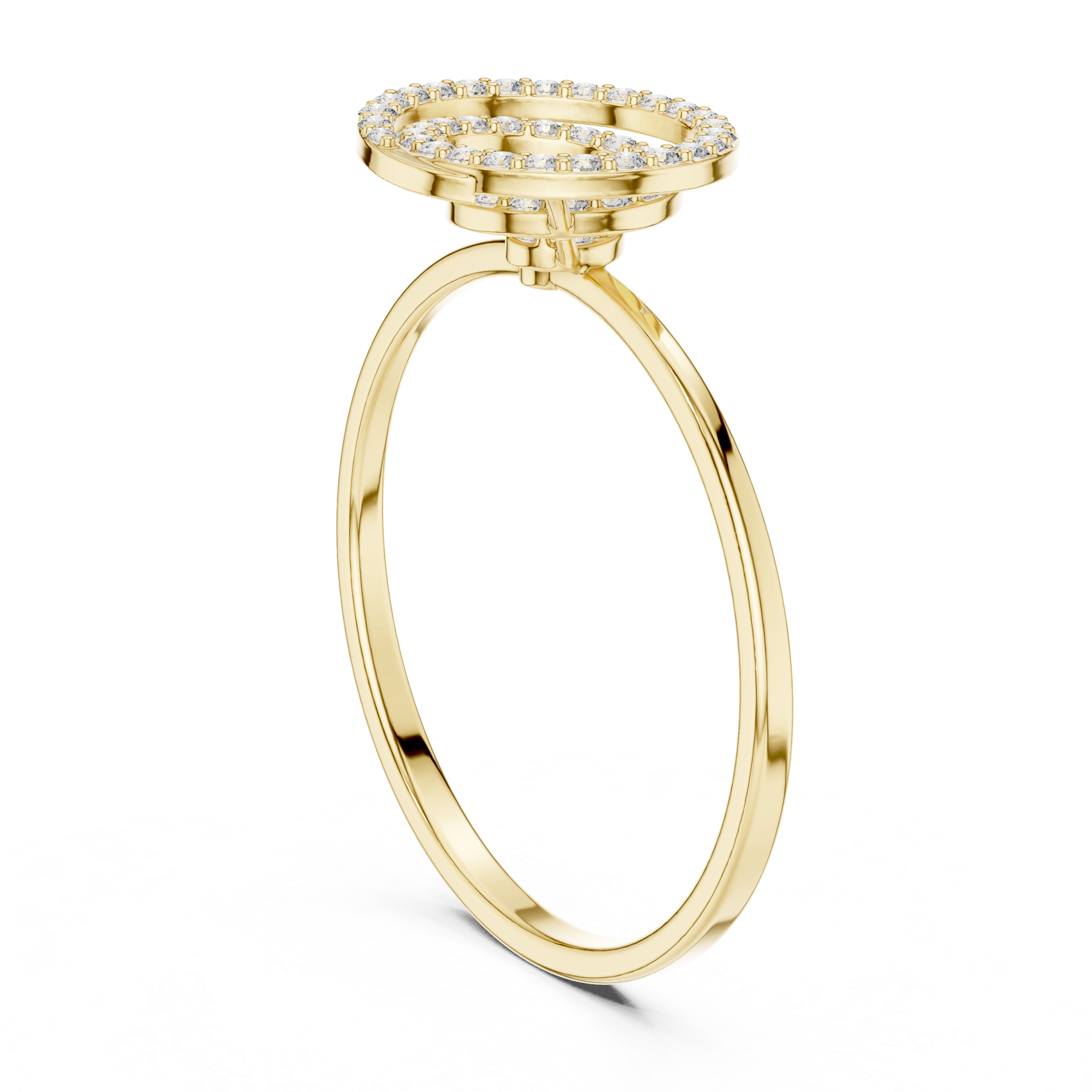 Diamond Spiral Circle Ring – Modern Pavé Swirl Statement Ring