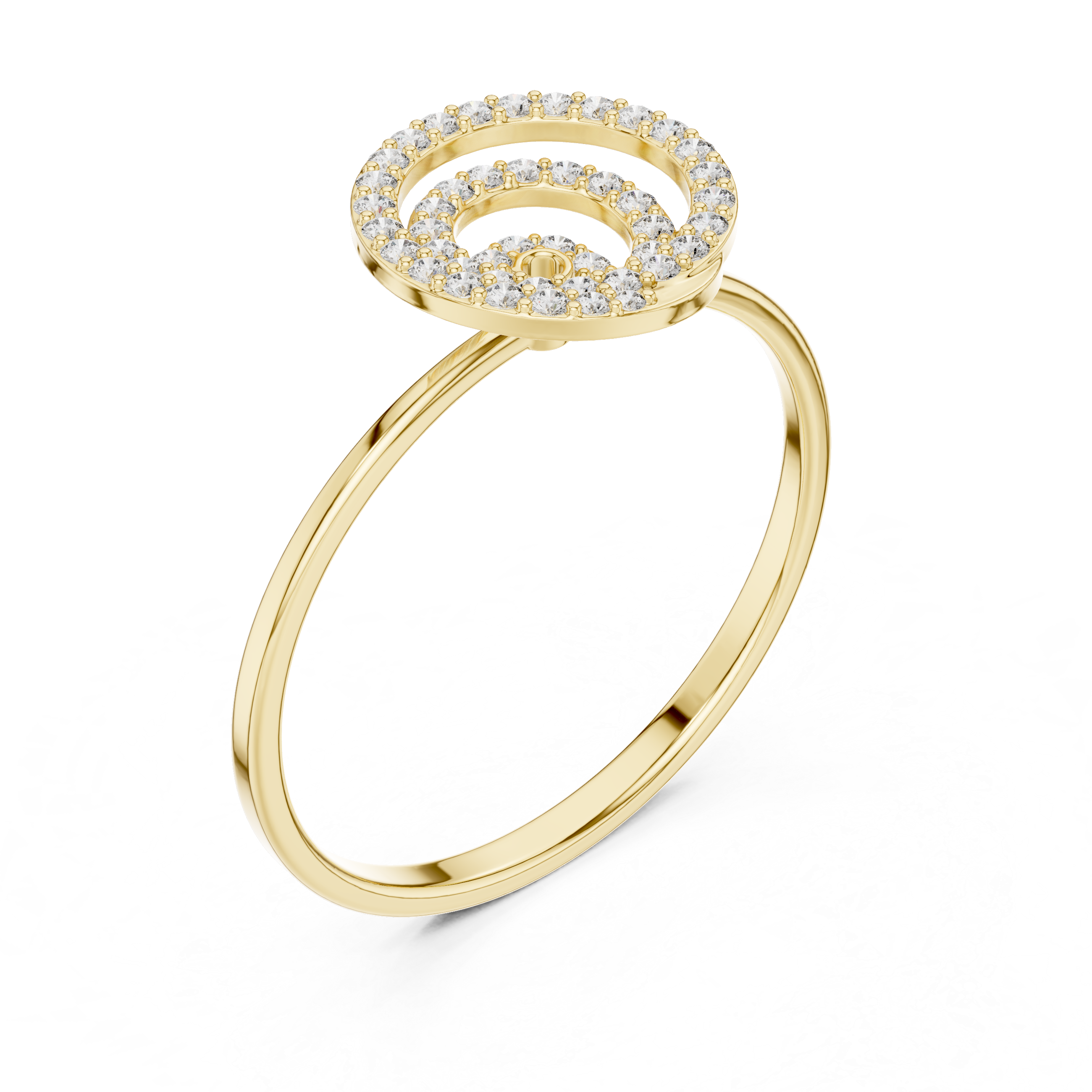 Diamond Spiral Circle Ring – Modern Pavé Swirl Statement Ring