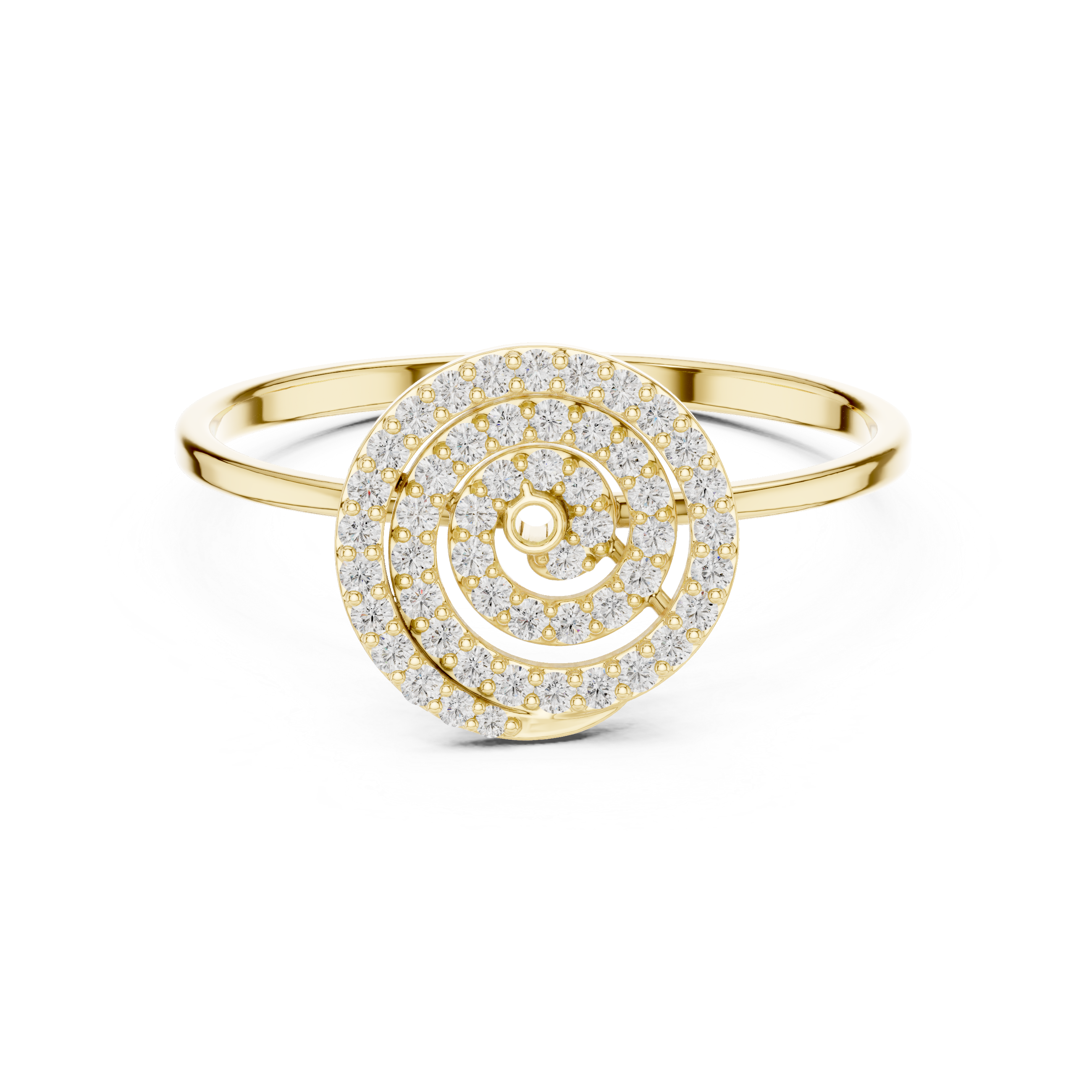 Diamond Spiral Circle Ring – Modern Pavé Swirl Statement Ring