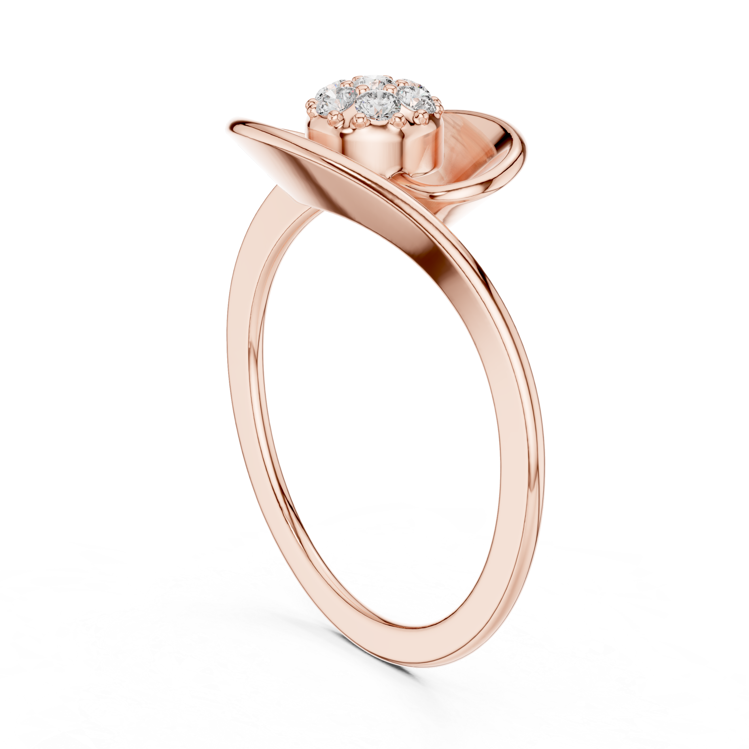 Diamond Swirl Cluster Ring – Modern Flowing Wave Statement Ring