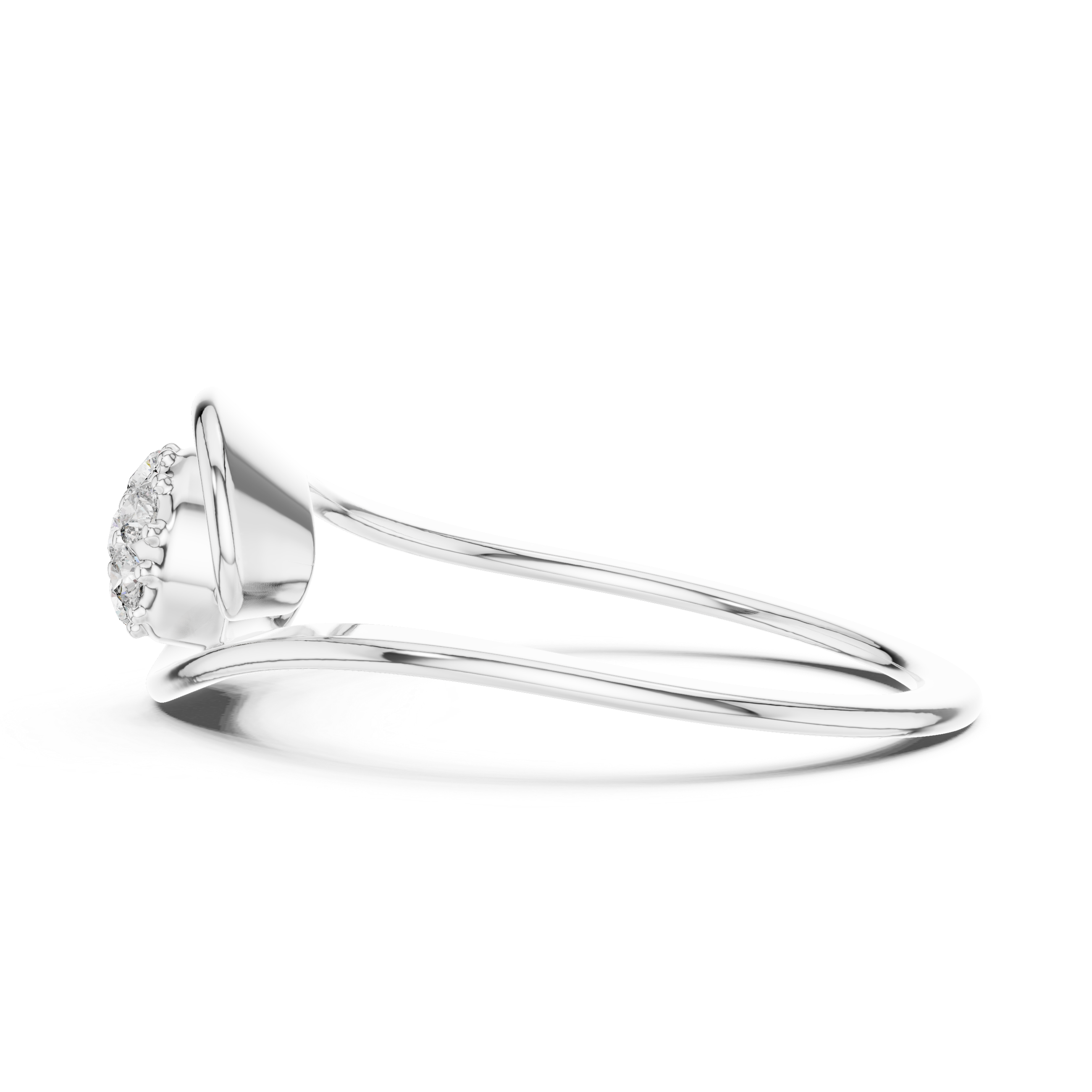 Diamond Swirl Cluster Ring – Modern Flowing Wave Statement Ring