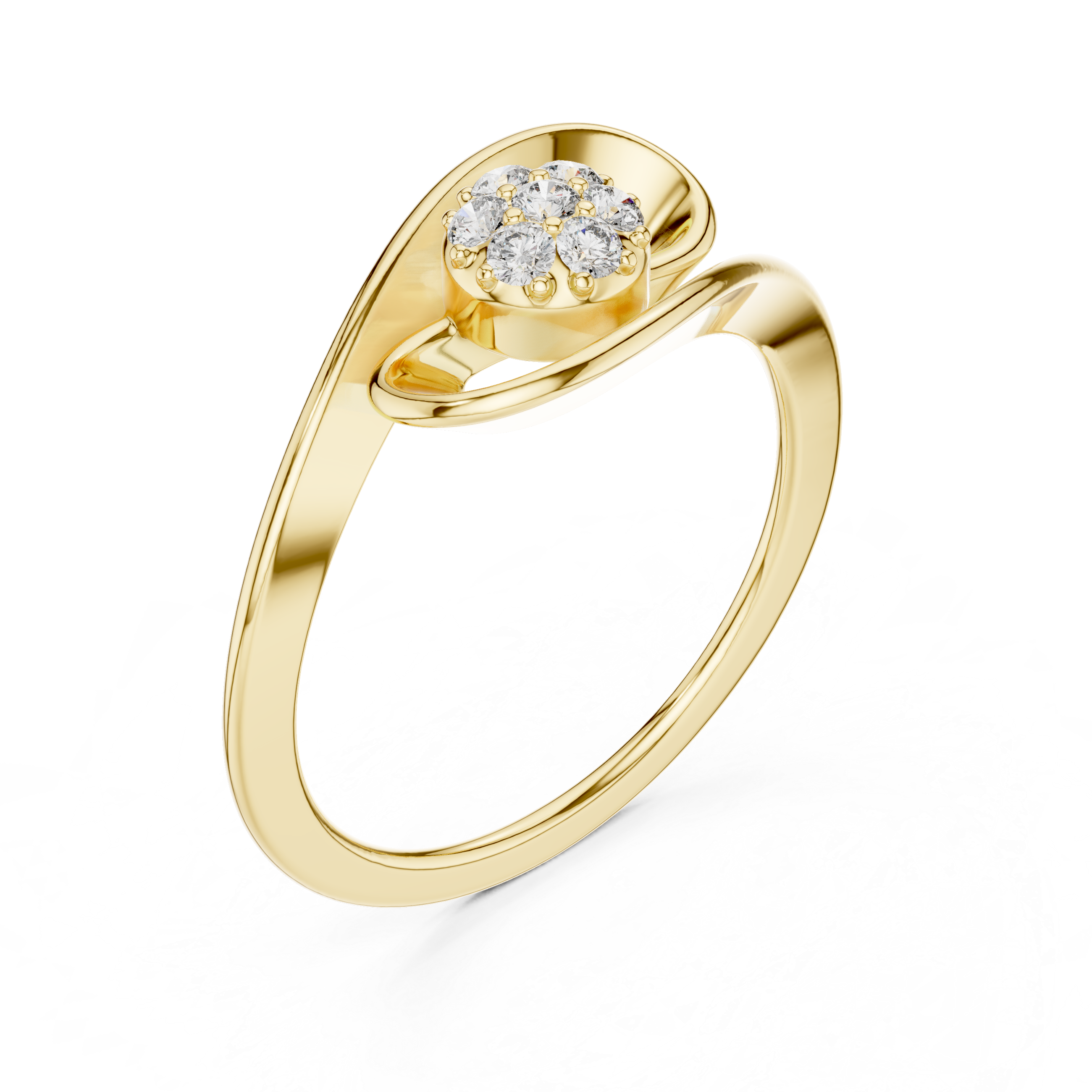 Diamond Swirl Cluster Ring – Modern Flowing Wave Statement Ring