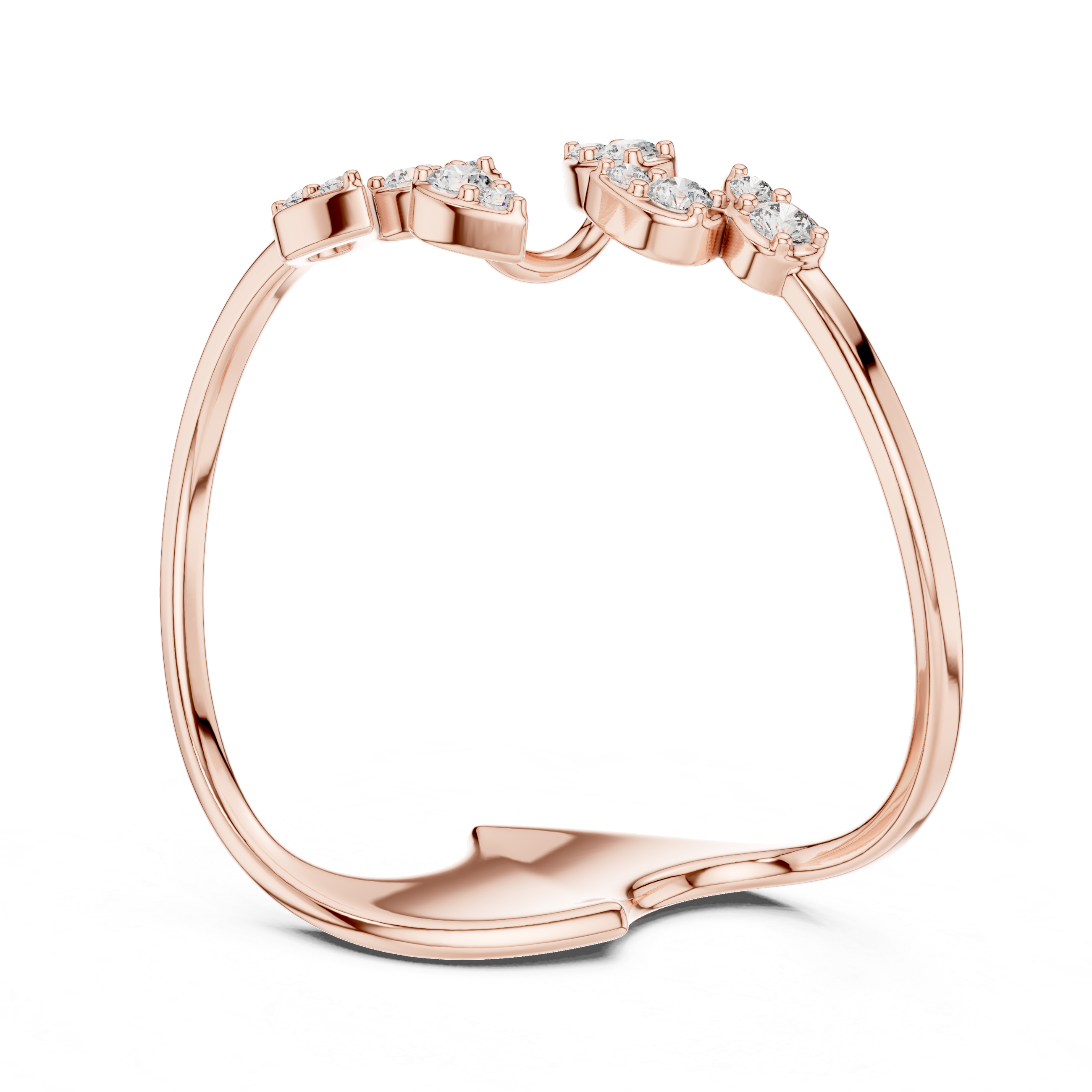 Diamond Leaf Open Ring – Nature Inspired Marquise Cluster Statement Ring