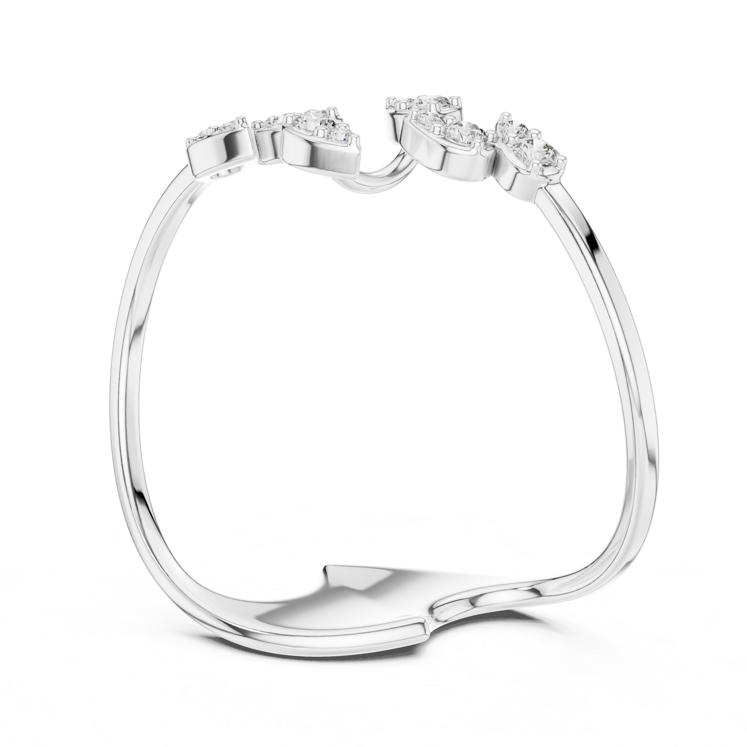 Diamond Leaf Open Ring – Nature Inspired Marquise Cluster Statement Ring