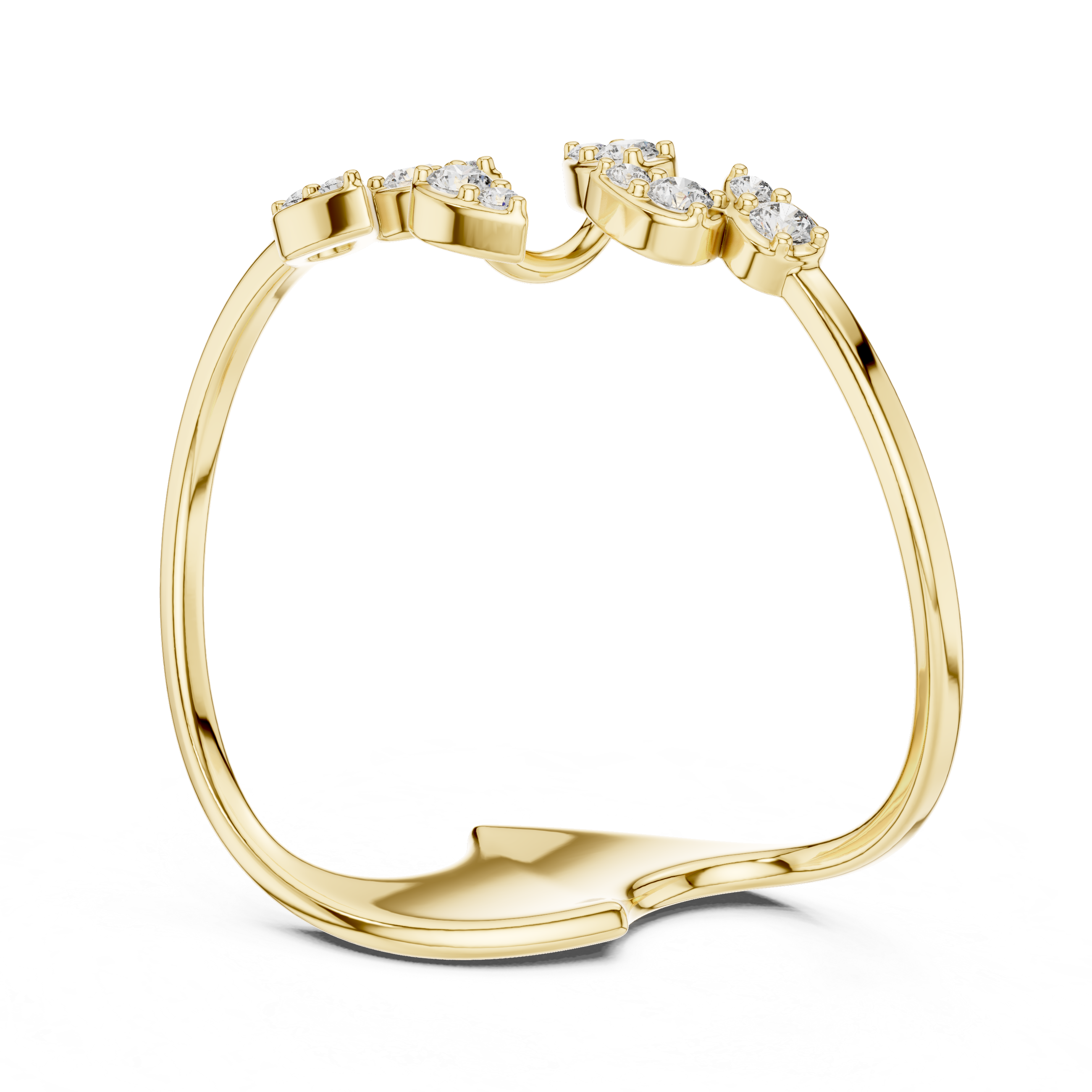 Diamond Leaf Open Ring – Nature Inspired Marquise Cluster Statement Ring