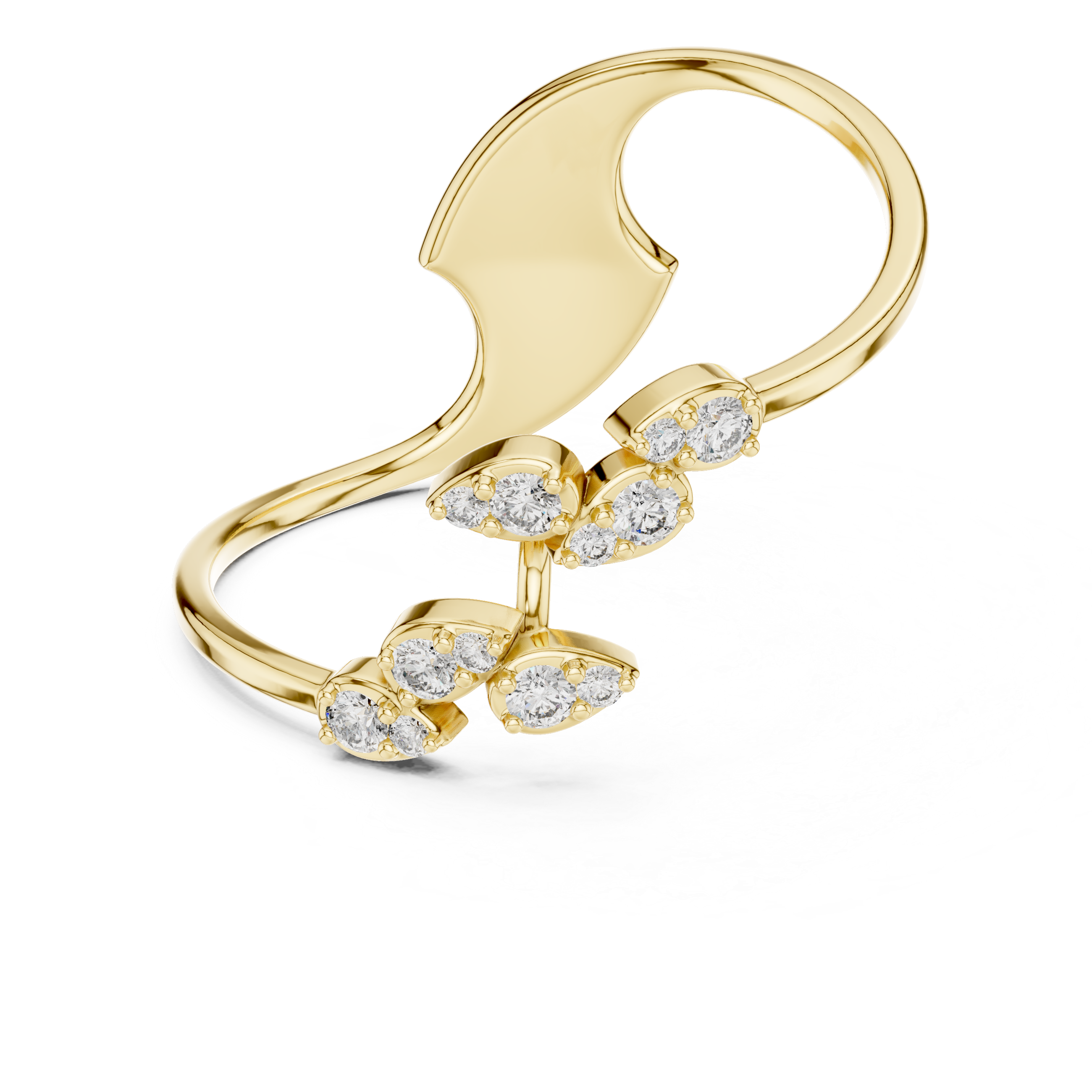 Diamond Leaf Open Ring – Nature Inspired Marquise Cluster Statement Ring