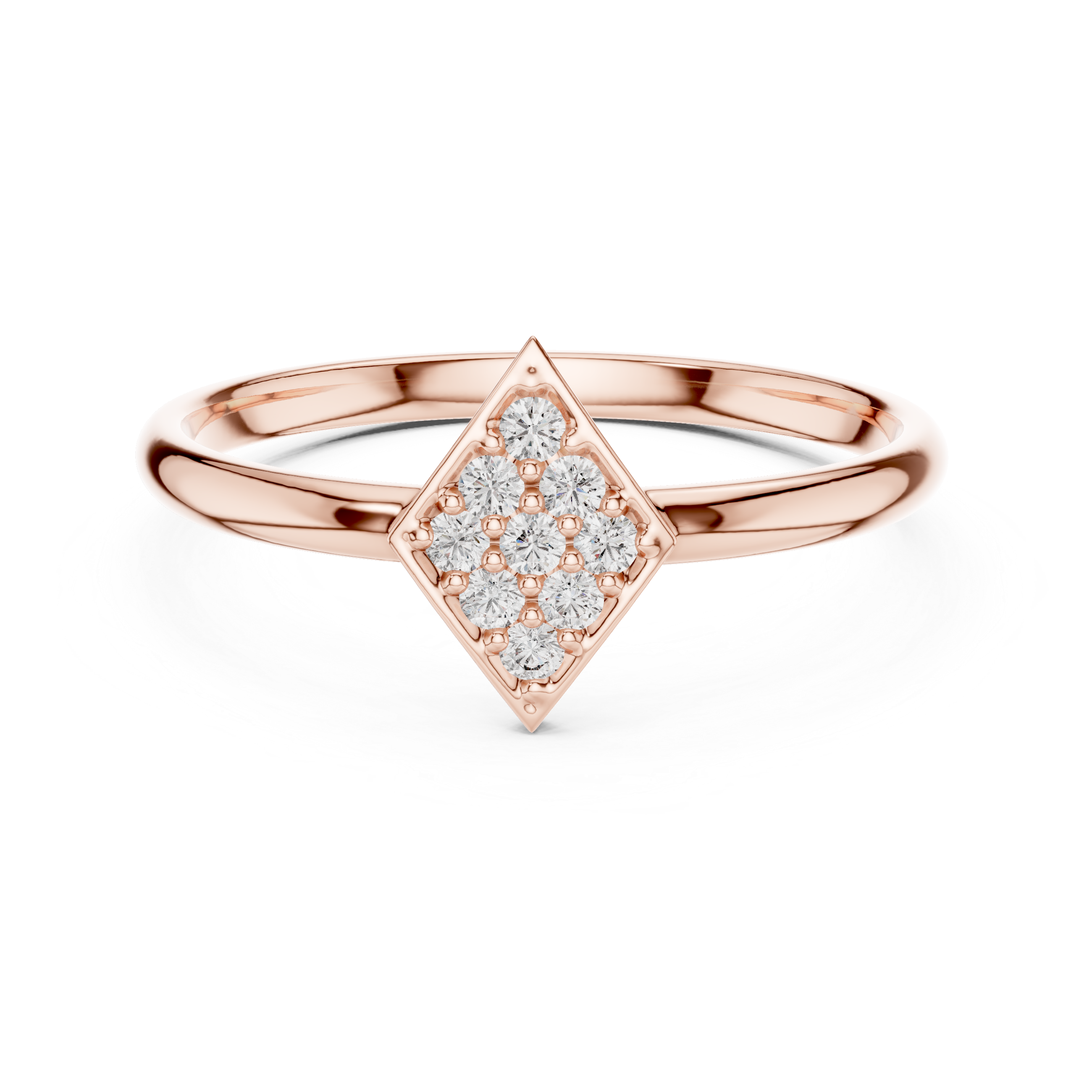 Geometric Diamond Cluster Ring – Minimalist Kite Shape Statement Ring