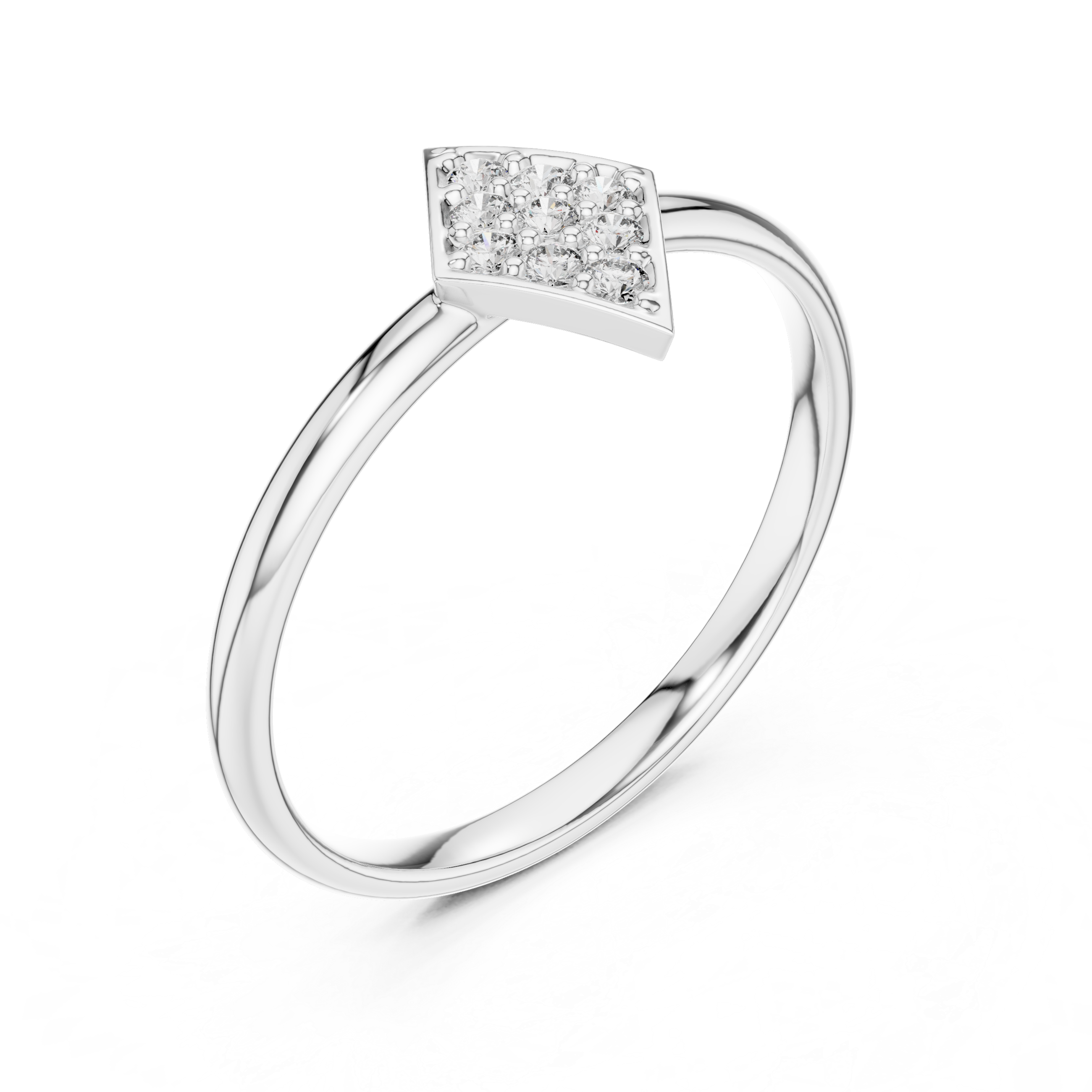 Geometric Diamond Cluster Ring – Minimalist Kite Shape Statement Ring
