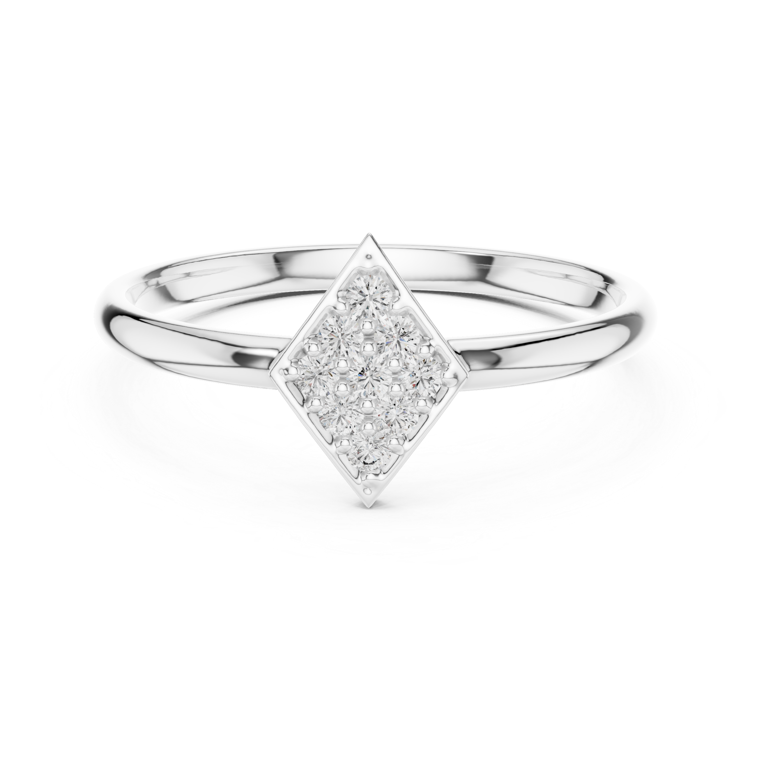 Geometric Diamond Cluster Ring – Minimalist Kite Shape Statement Ring
