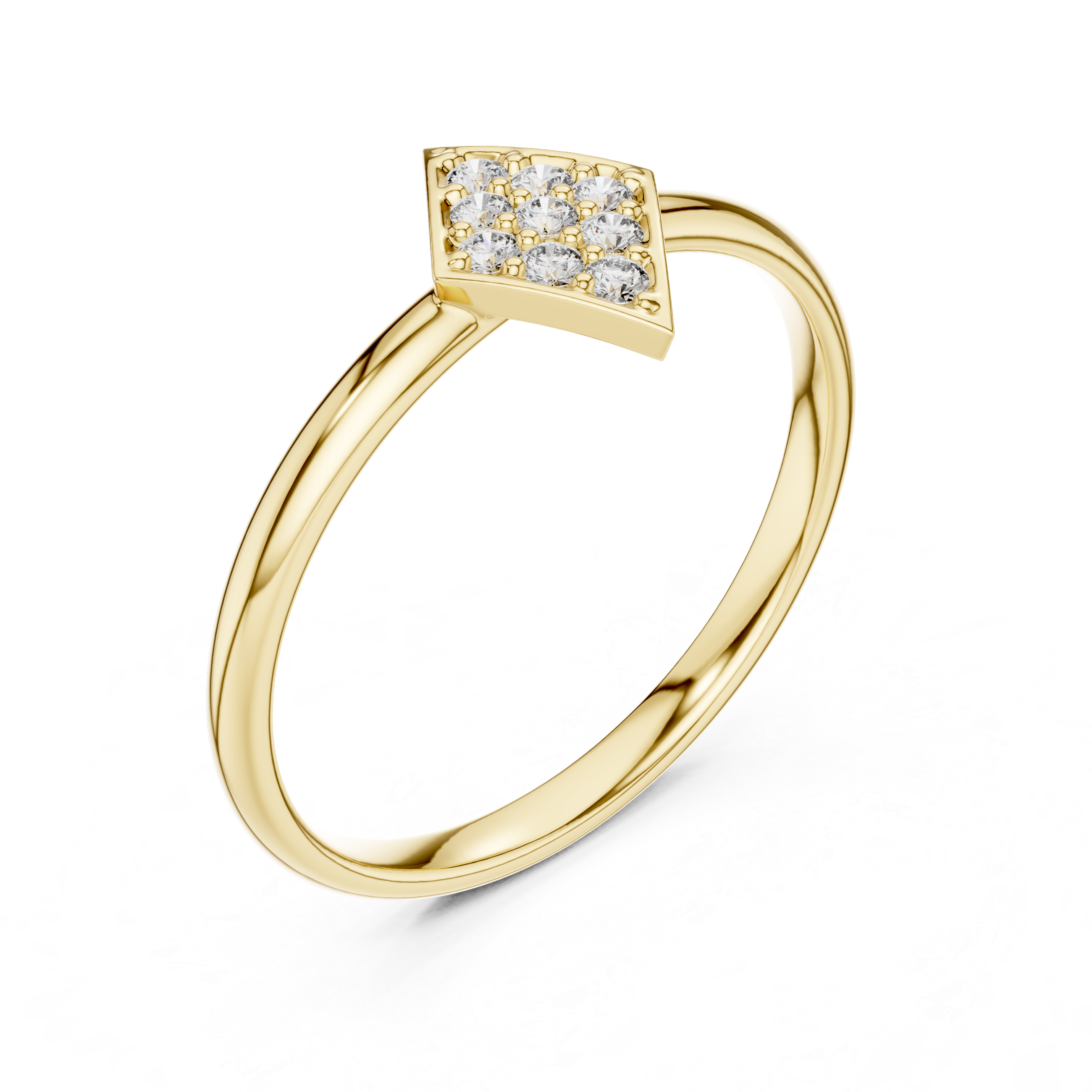 Geometric Diamond Cluster Ring – Minimalist Kite Shape Statement Ring