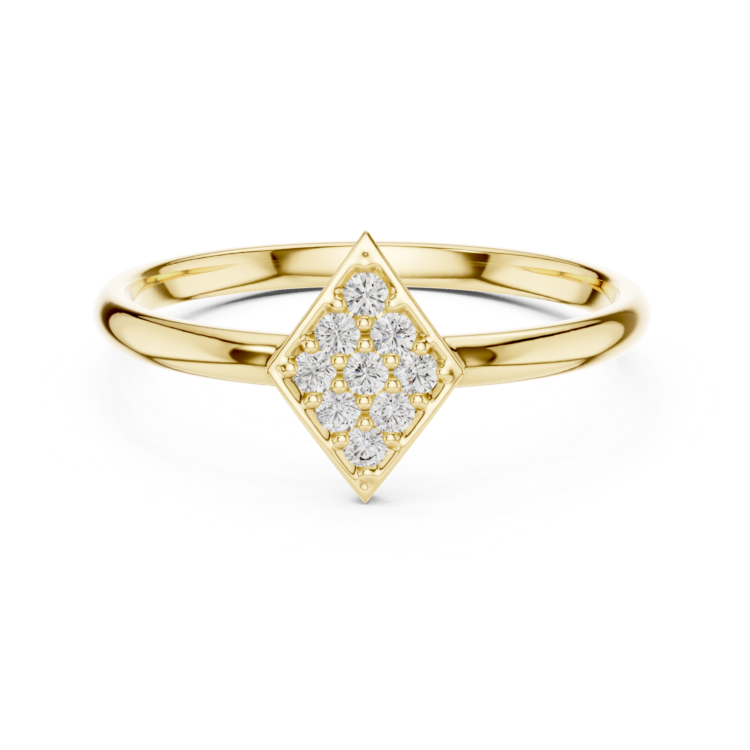 Geometric Diamond Cluster Ring – Minimalist Kite Shape Statement Ring