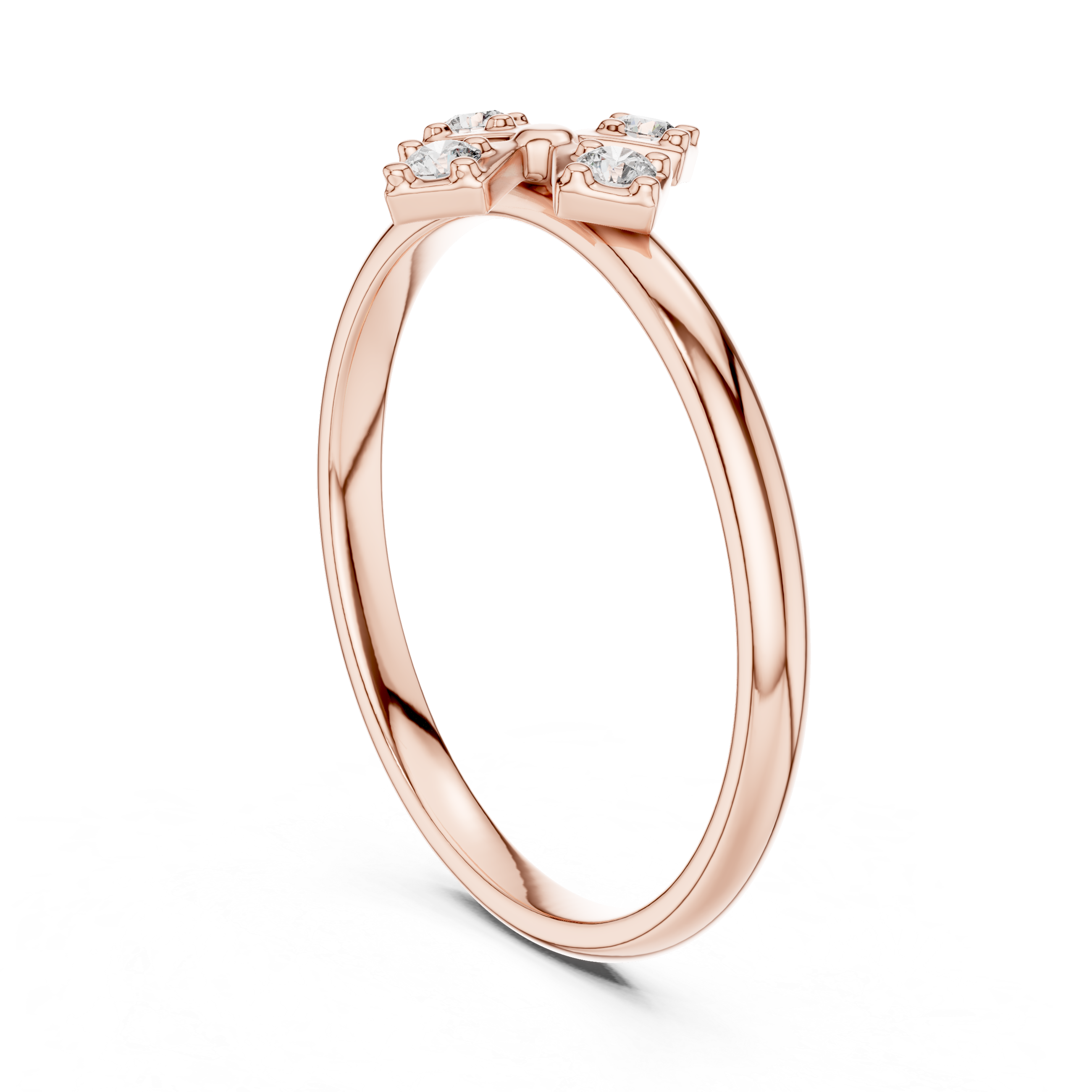 Four Diamond Compass Ring – Geometric Minimalist Cluster Ring