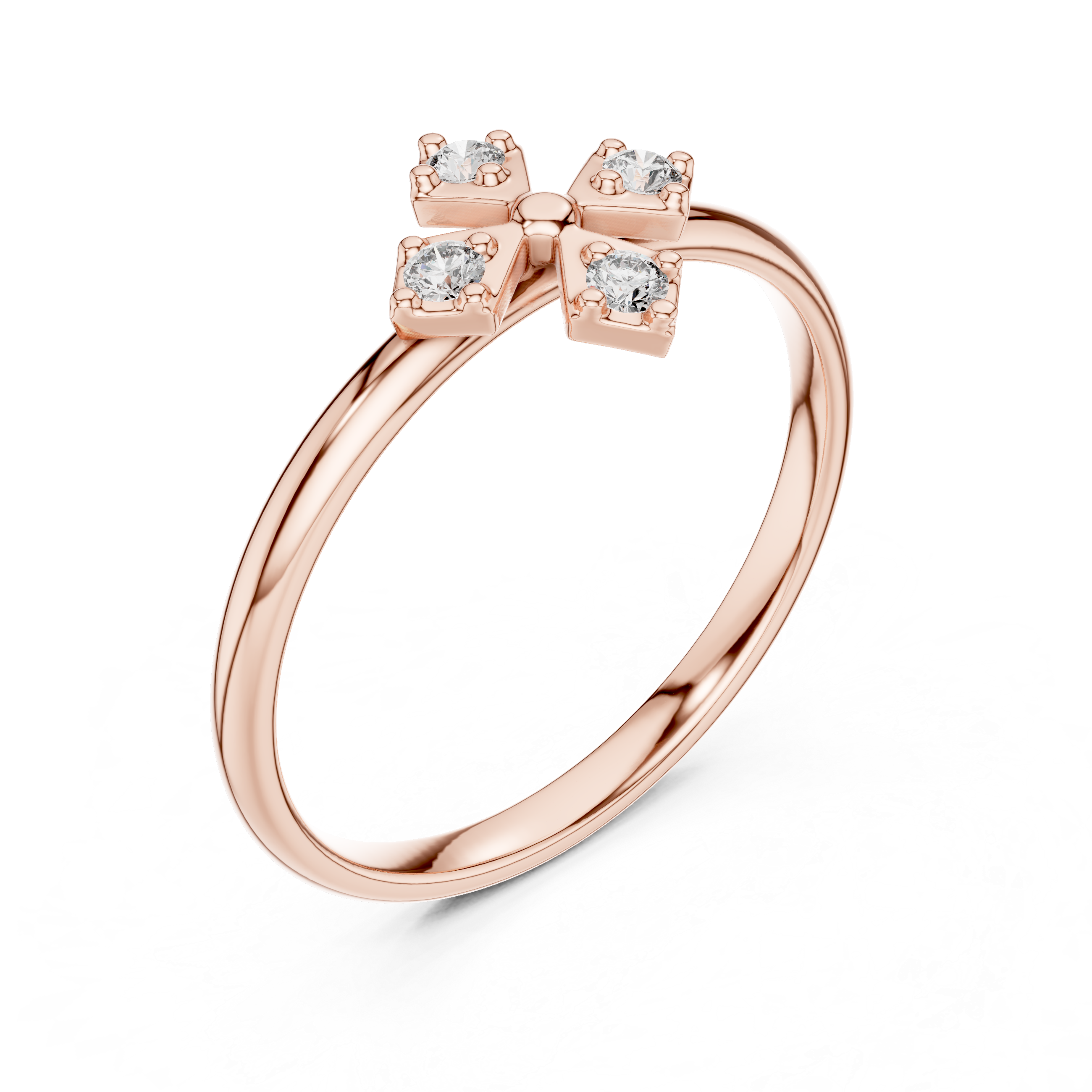 Four Diamond Compass Ring – Geometric Minimalist Cluster Ring