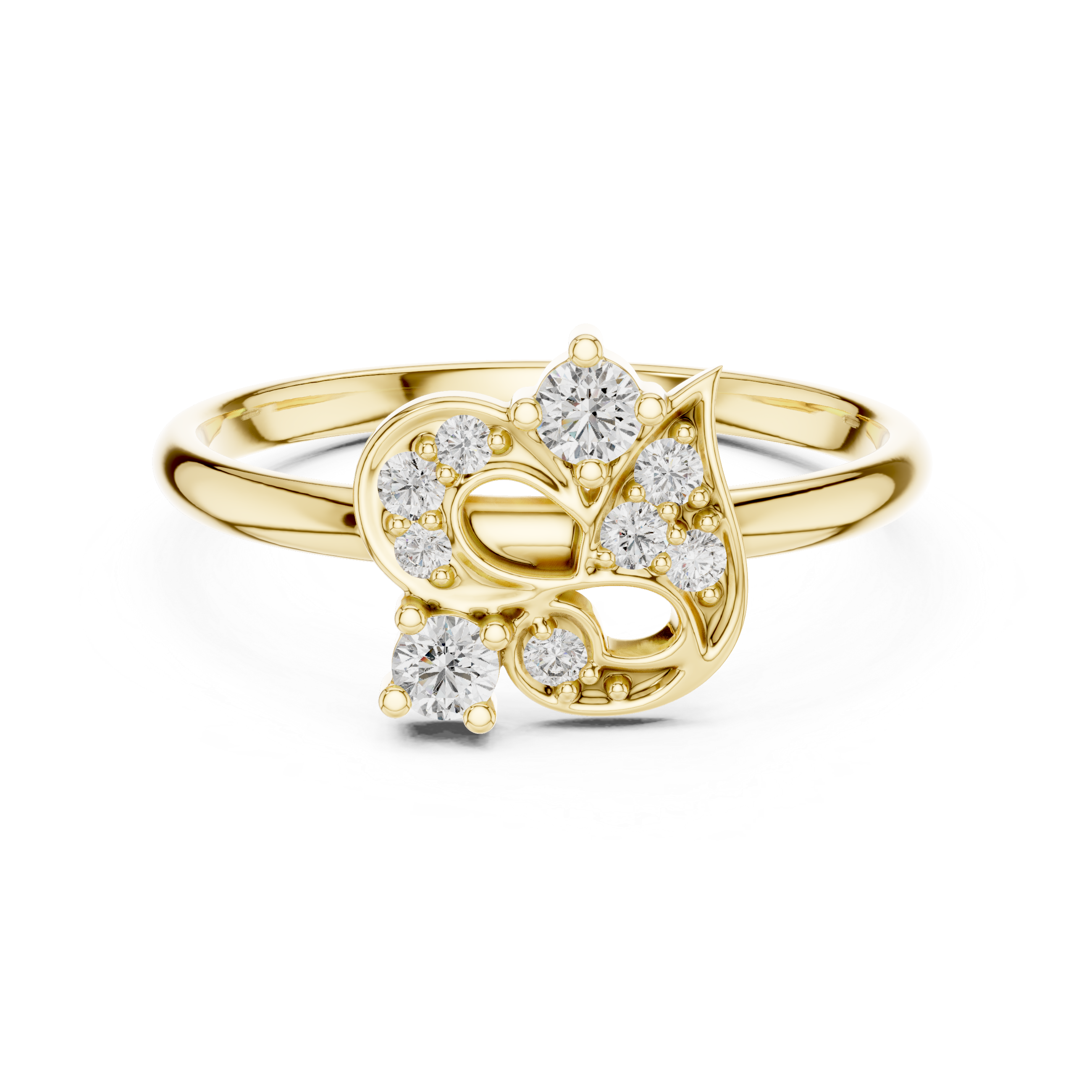 Nature-Inspired Diamond Leaf Ring – Openwork Floral Statement Ring