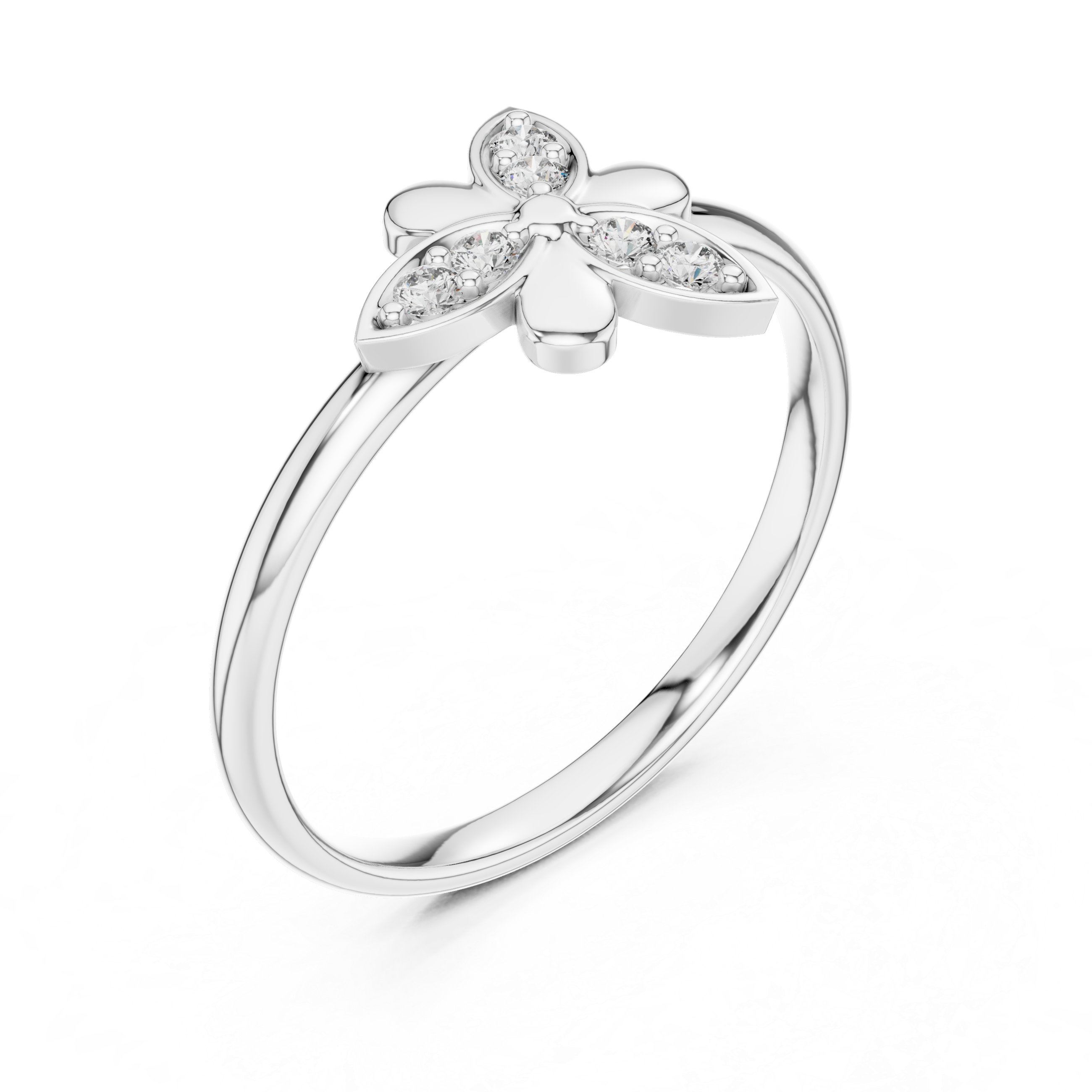 Diamond Butterfly Ring – Minimalist Floral Butterfly Inspired Statement Ring