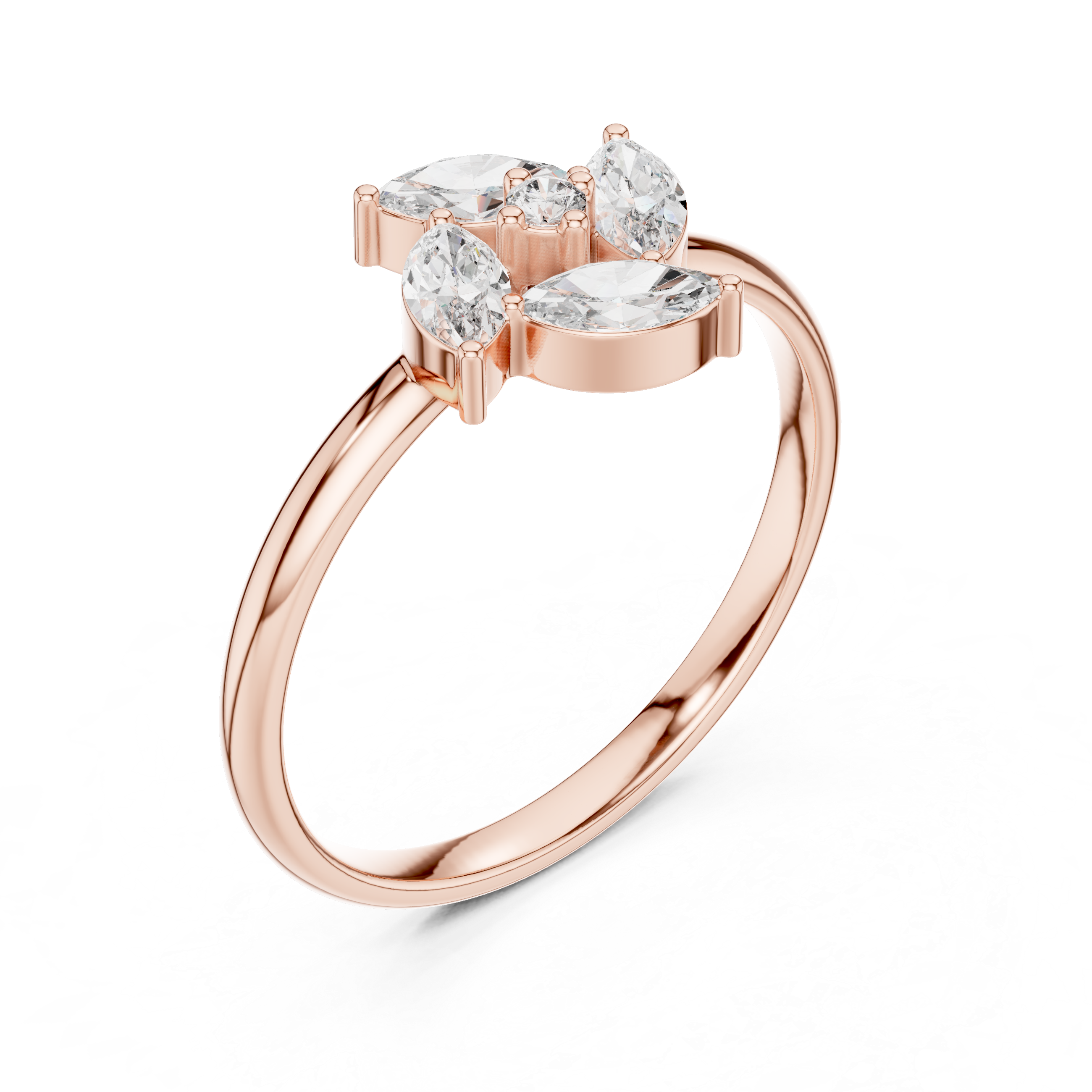 Marquise Diamond Floral Cluster Ring – Elegant Nature Inspired Statement Ring