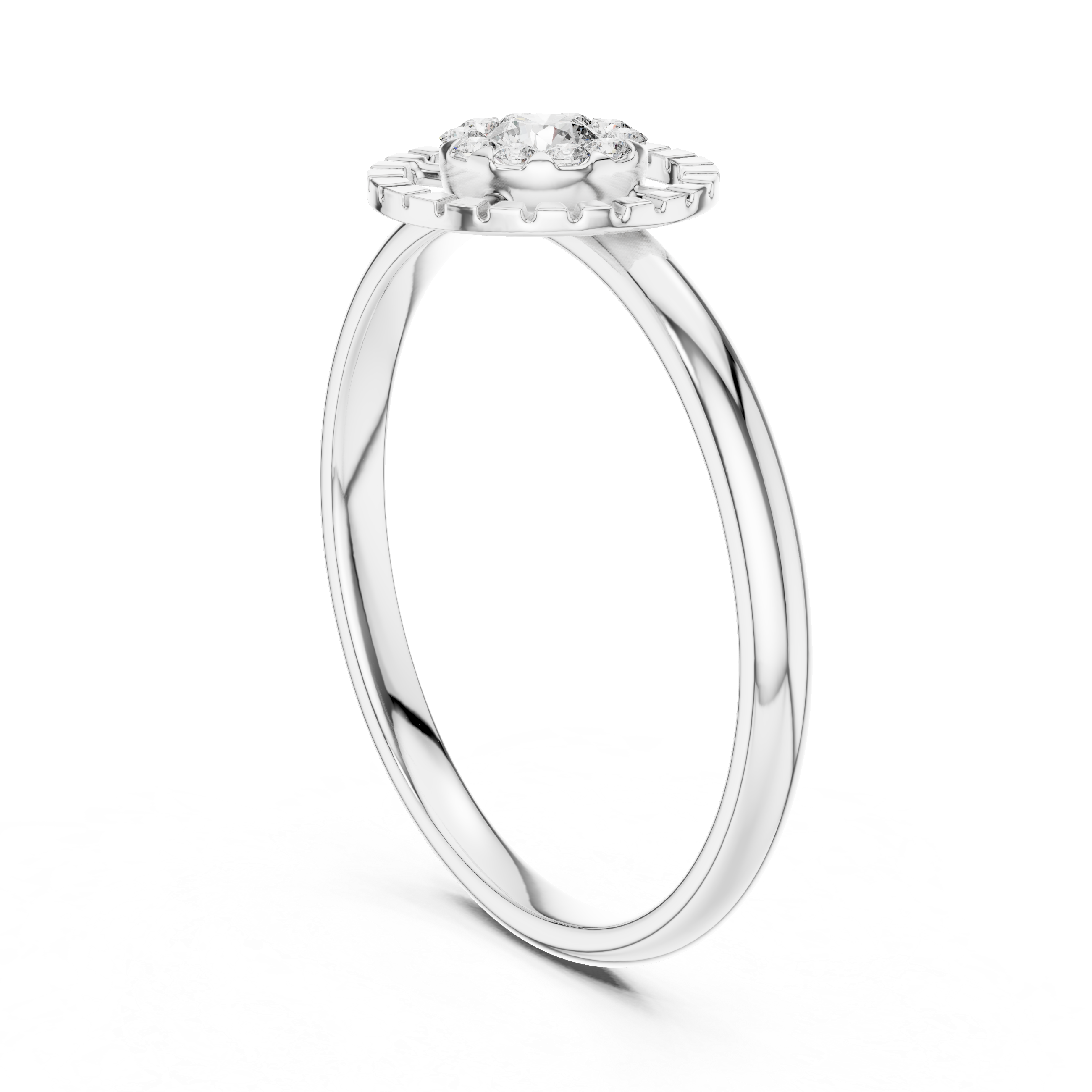 Round Diamond Halo Ring – Minimalist Sunburst Cluster Ring
