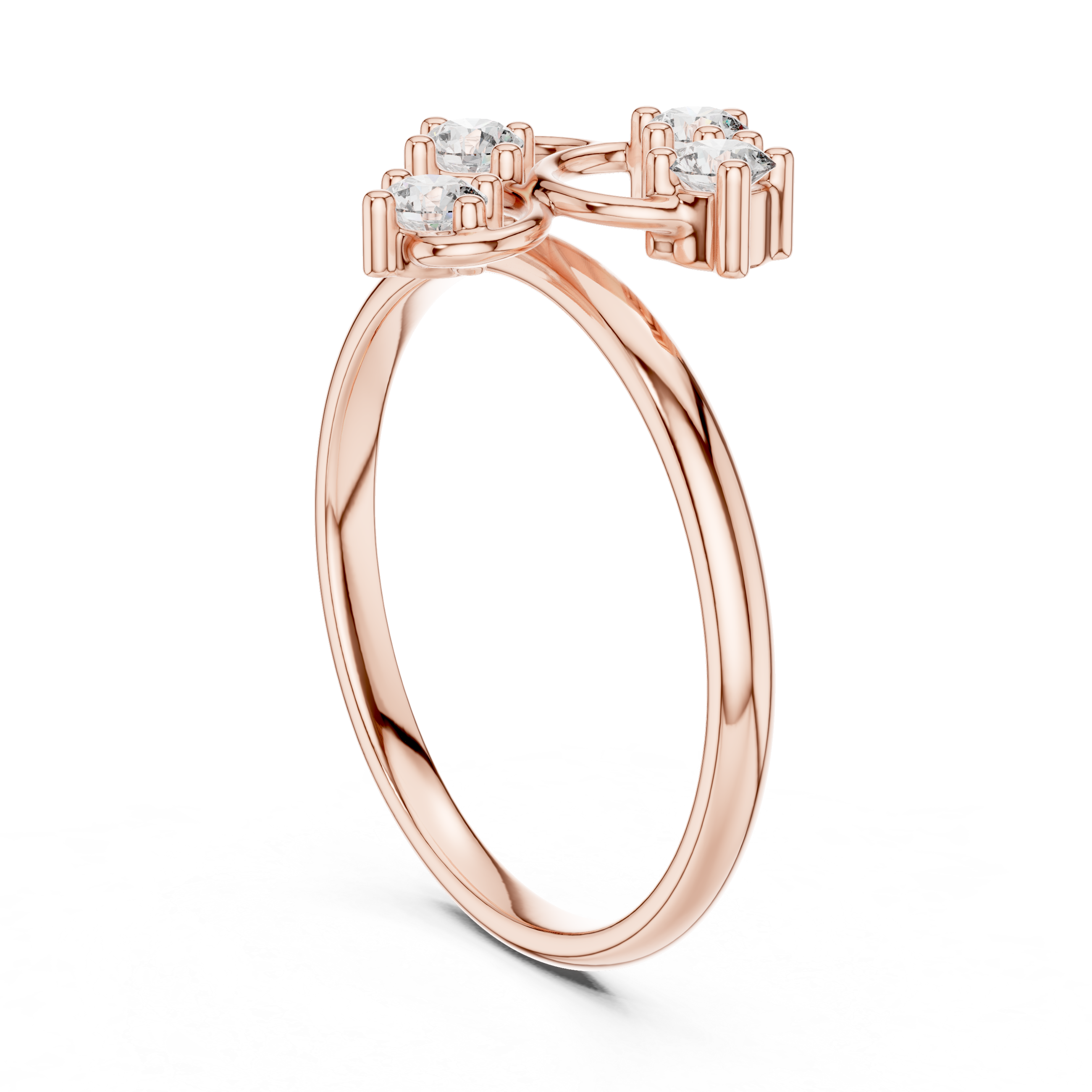 Modern Swirl Diamond Ring – Four Stone Open Circle Statement Ring