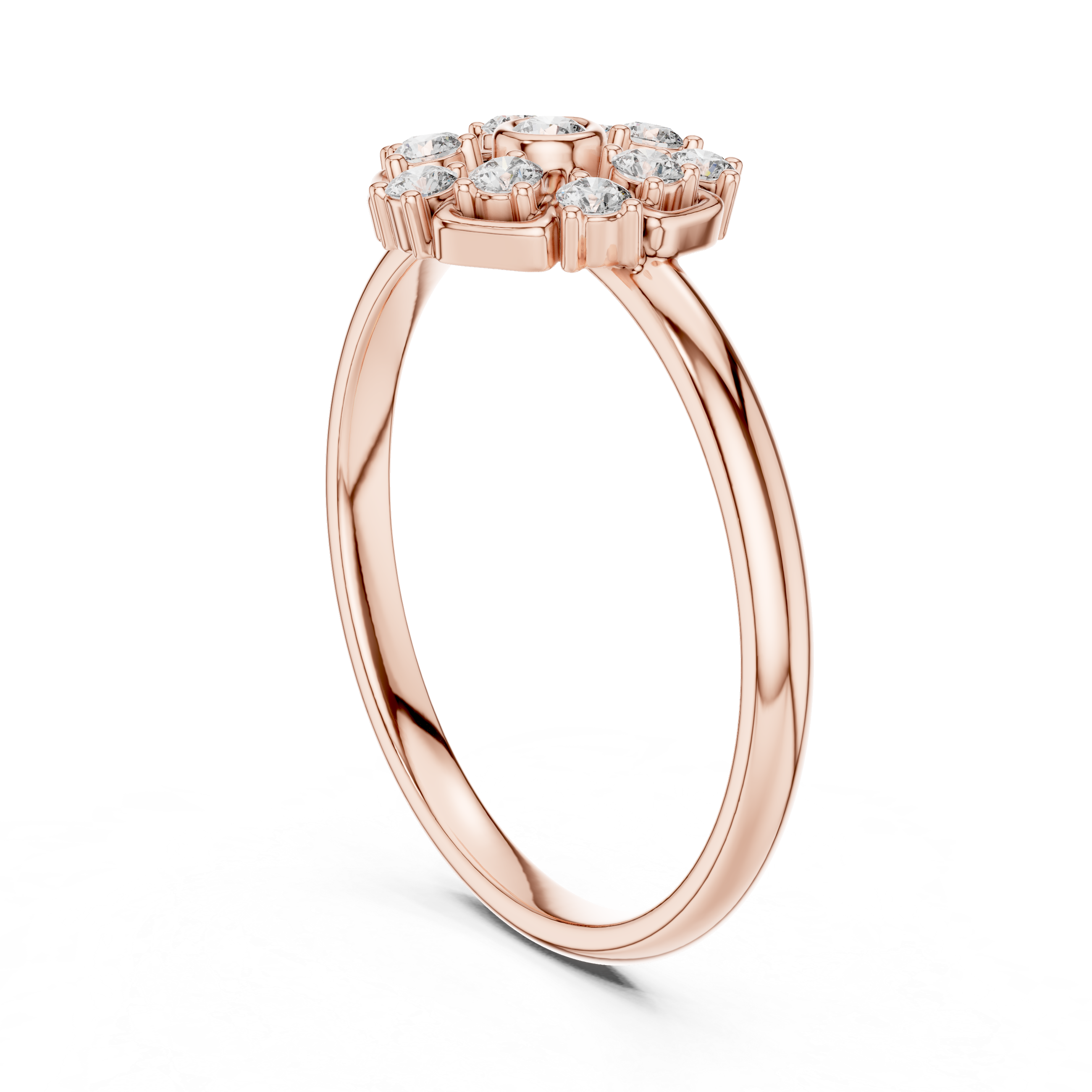 Vintage Floral Diamond Cluster Ring – Eleven Stone Flower Halo Ring