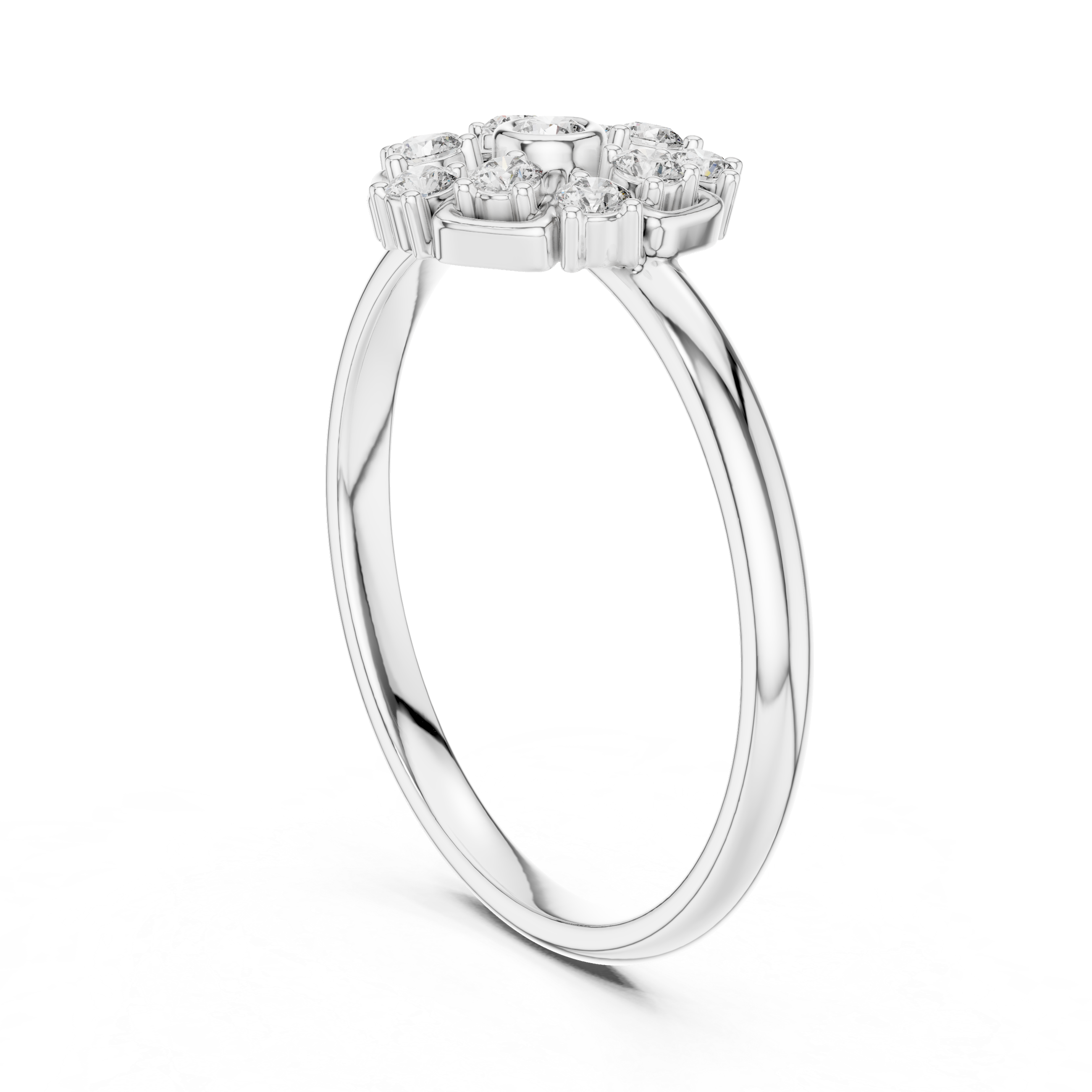 Vintage Floral Diamond Cluster Ring – Eleven Stone Flower Halo Ring