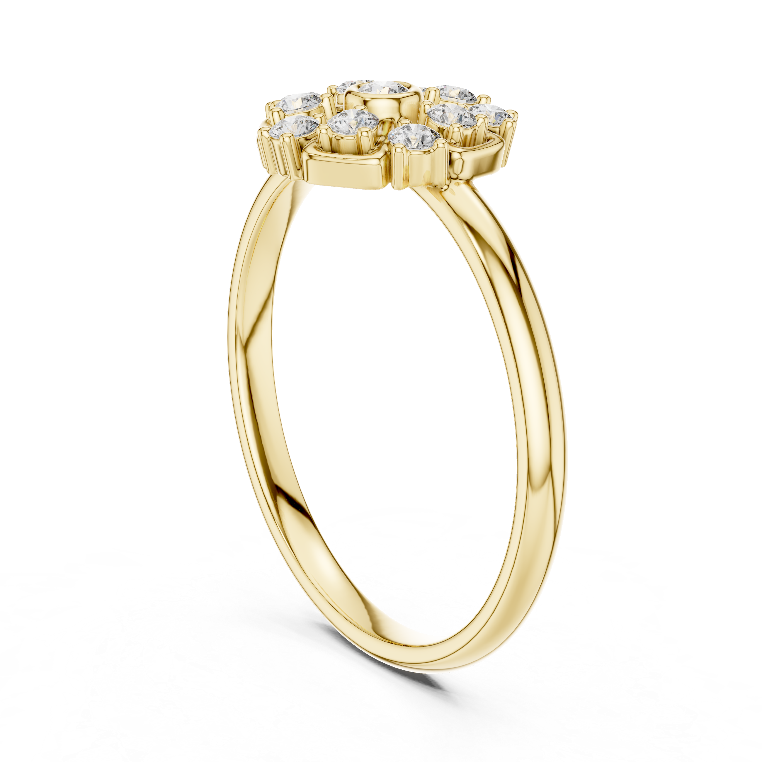 Vintage Floral Diamond Cluster Ring – Eleven Stone Flower Halo Ring
