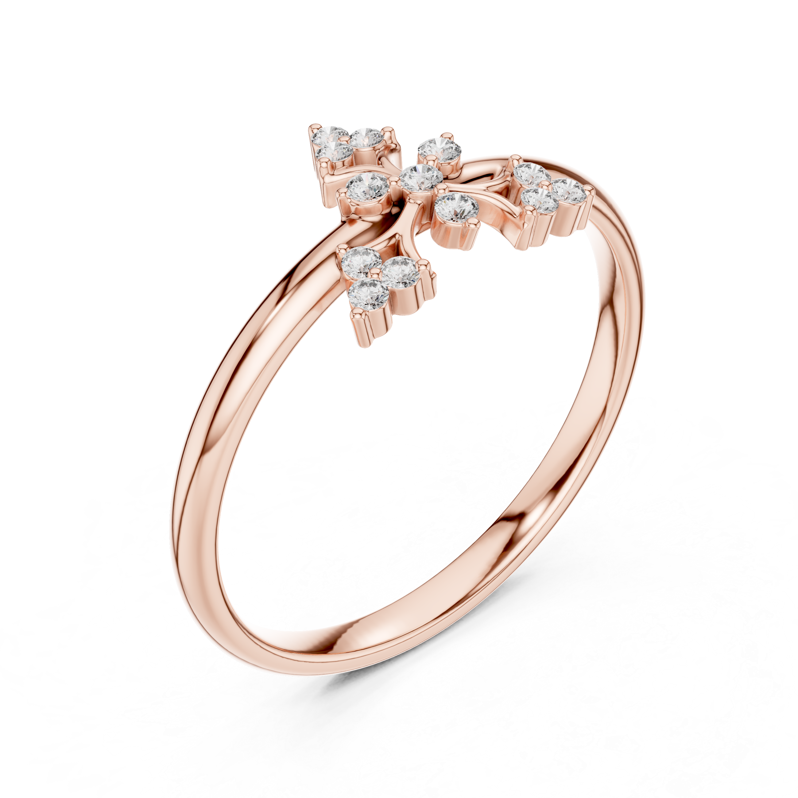 Art Deco Inspired Diamond Fan Ring – Thirteen Stone Vintage Cluster Ring