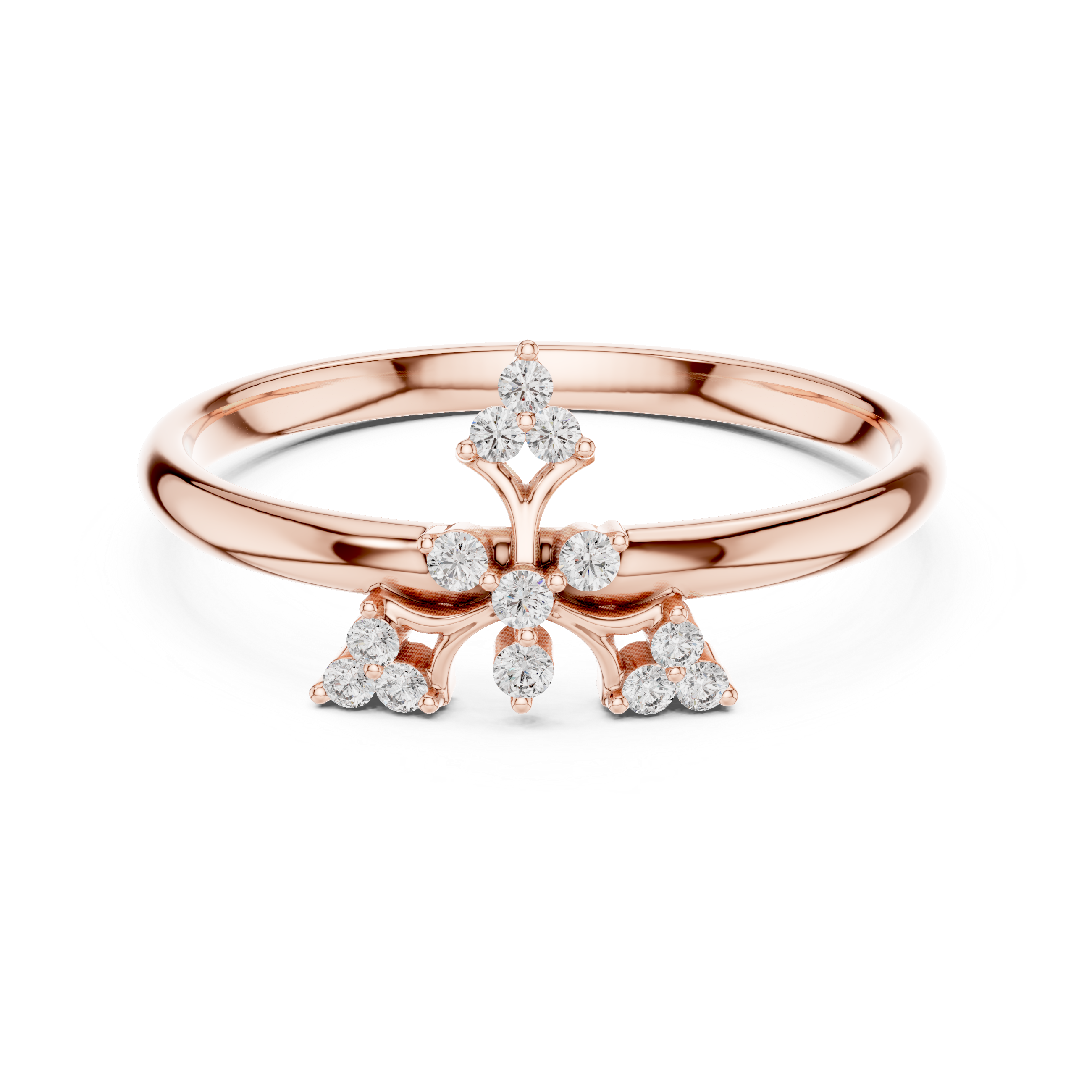 Art Deco Inspired Diamond Fan Ring – Thirteen Stone Vintage Cluster Ring