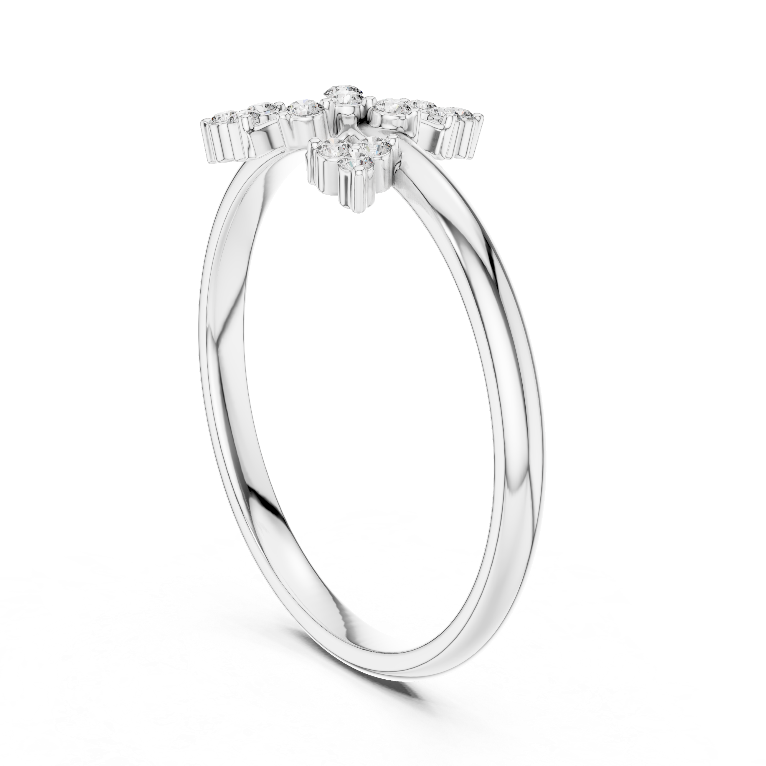 Art Deco Inspired Diamond Fan Ring – Thirteen Stone Vintage Cluster Ring