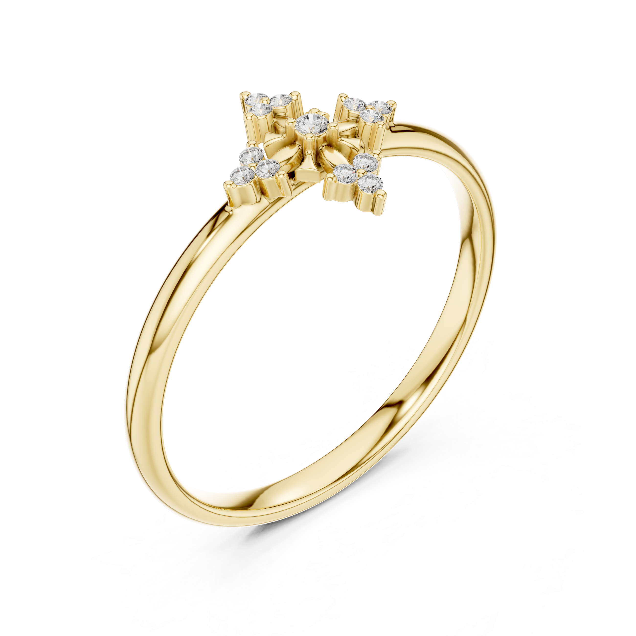 Vintage Cross Diamond Ring – Art Deco Floral Cluster Statement Ring