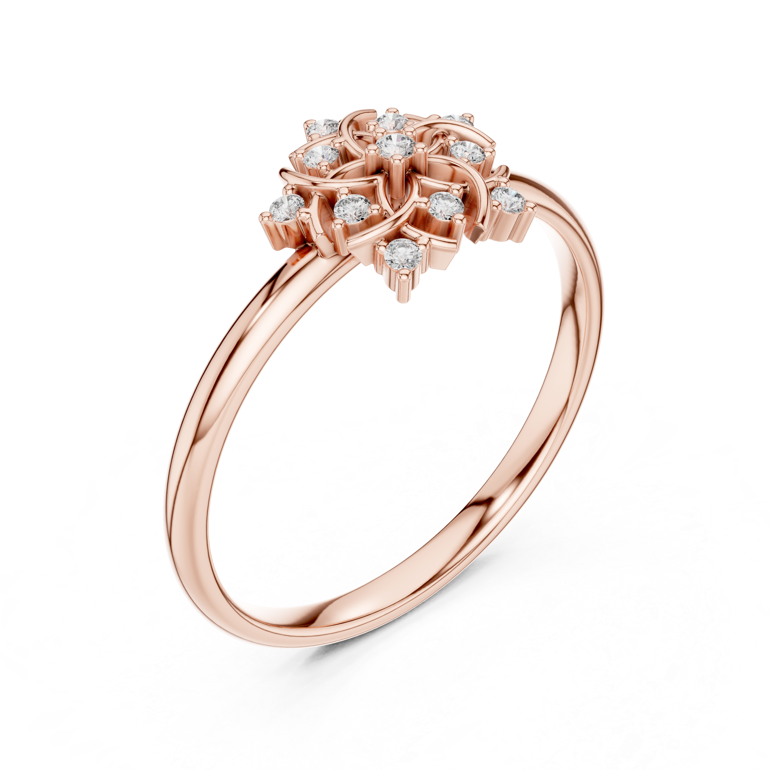Vintage Floral Diamond Ring – Pinwheel Flower Cluster Statement Ring
