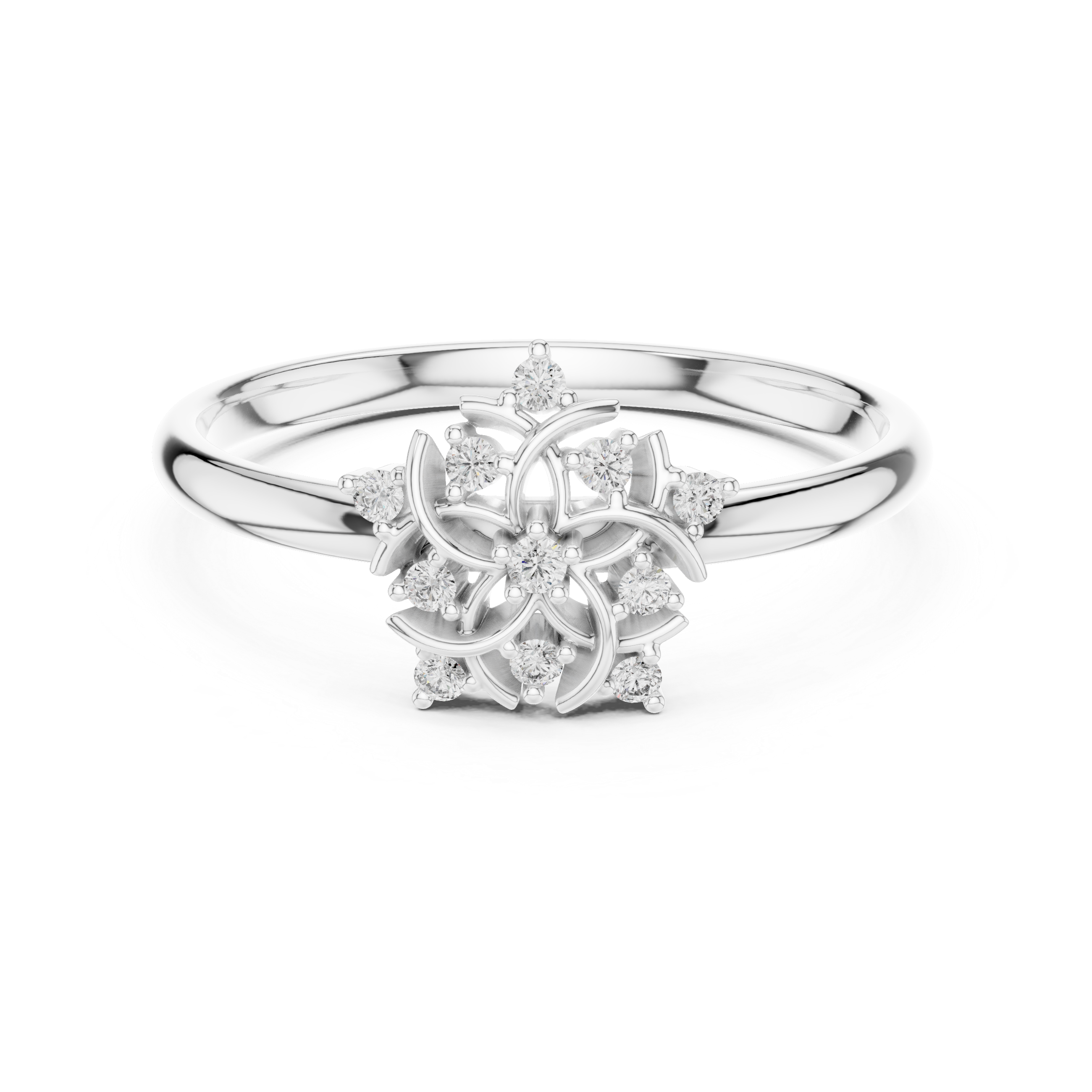 Vintage Floral Diamond Ring – Pinwheel Flower Cluster Statement Ring