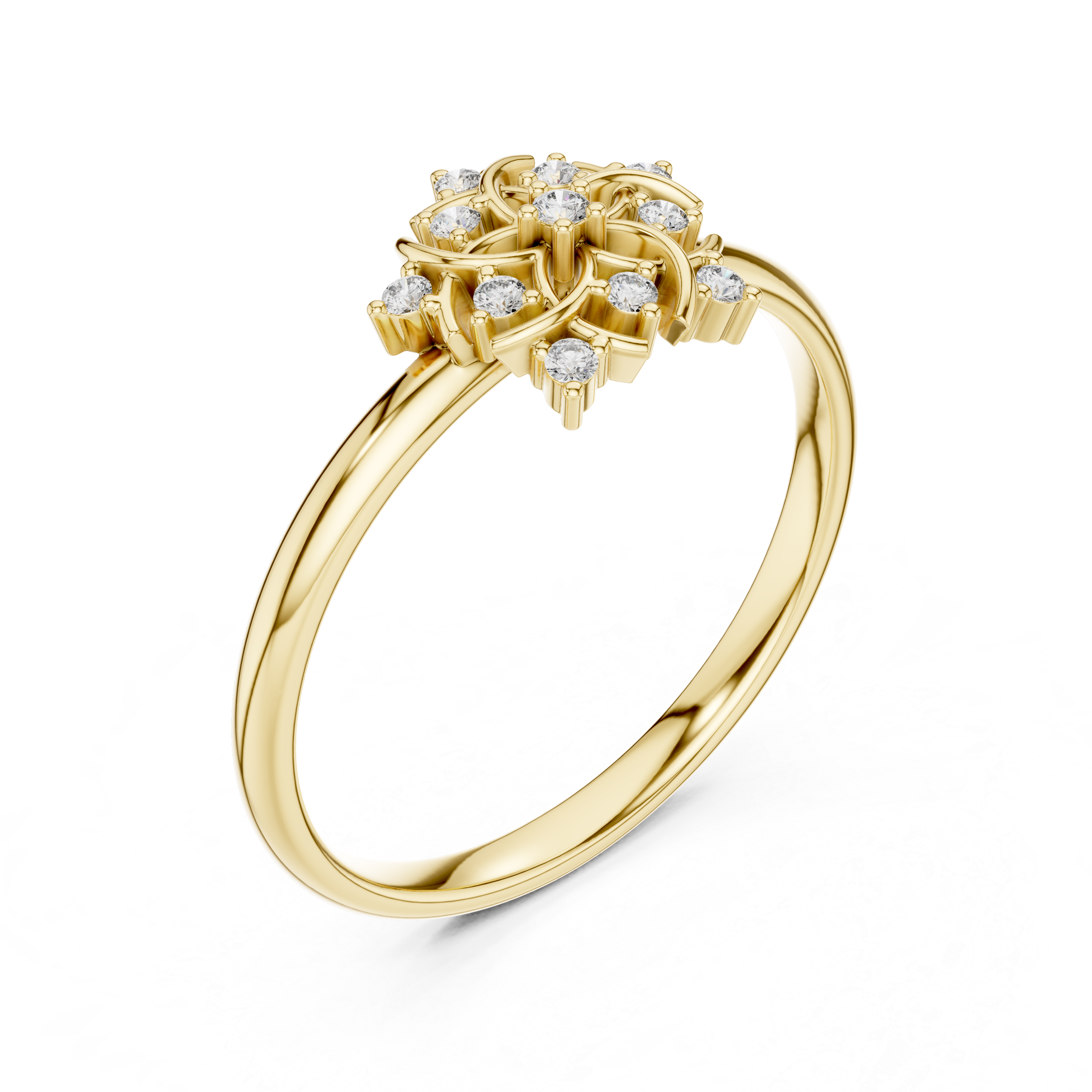 Vintage Floral Diamond Ring – Pinwheel Flower Cluster Statement Ring