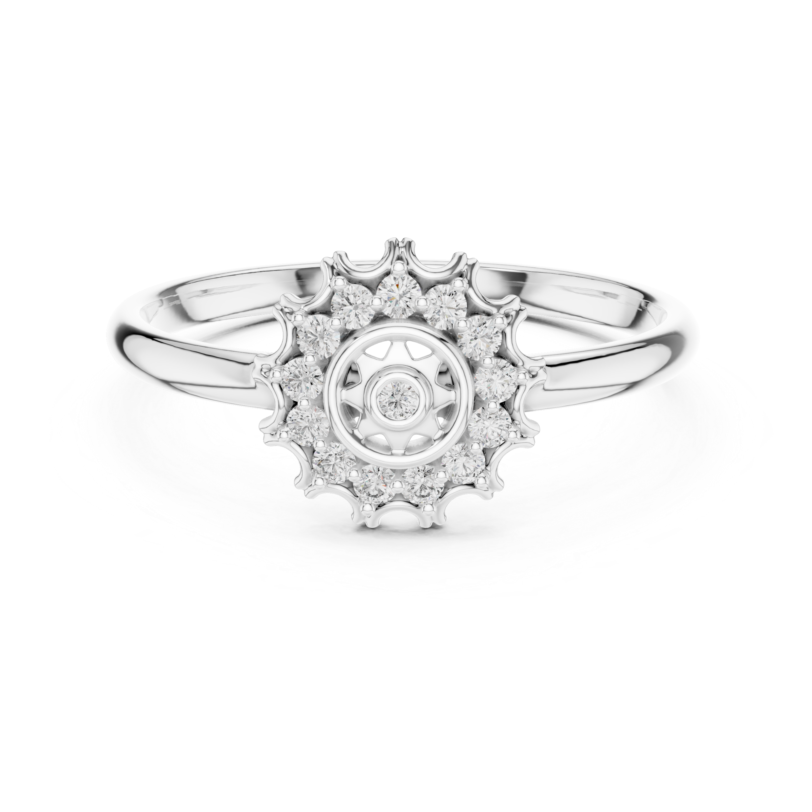 Vintage Halo Diamond Ring – Sunburst Floral Cluster Ring