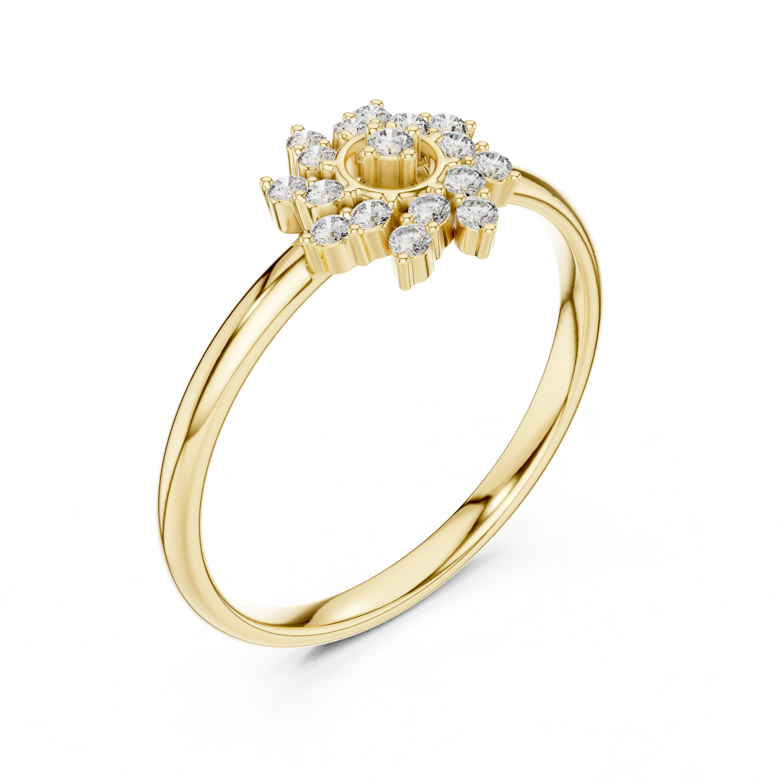 Vintage Floral Sunburst Diamond Ring – Cluster Halo Statement Ring