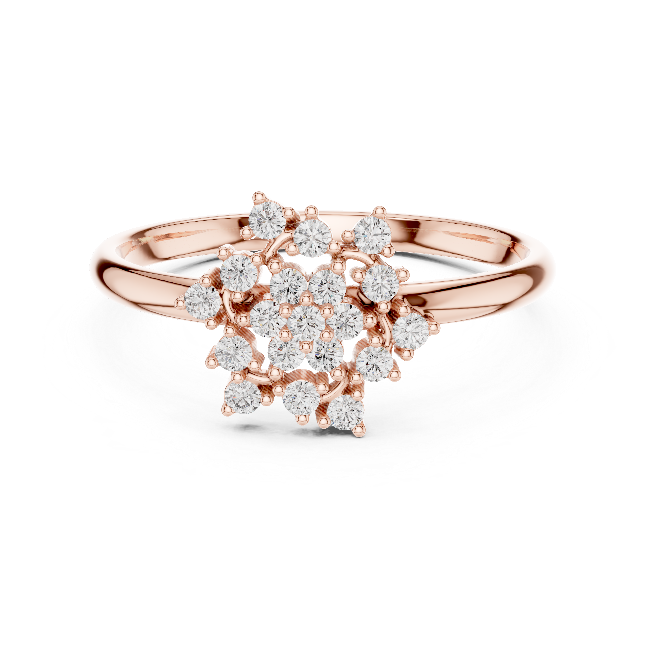 Floral Cluster Diamond Ring – Vintage Snowflake Halo Statement Ring
