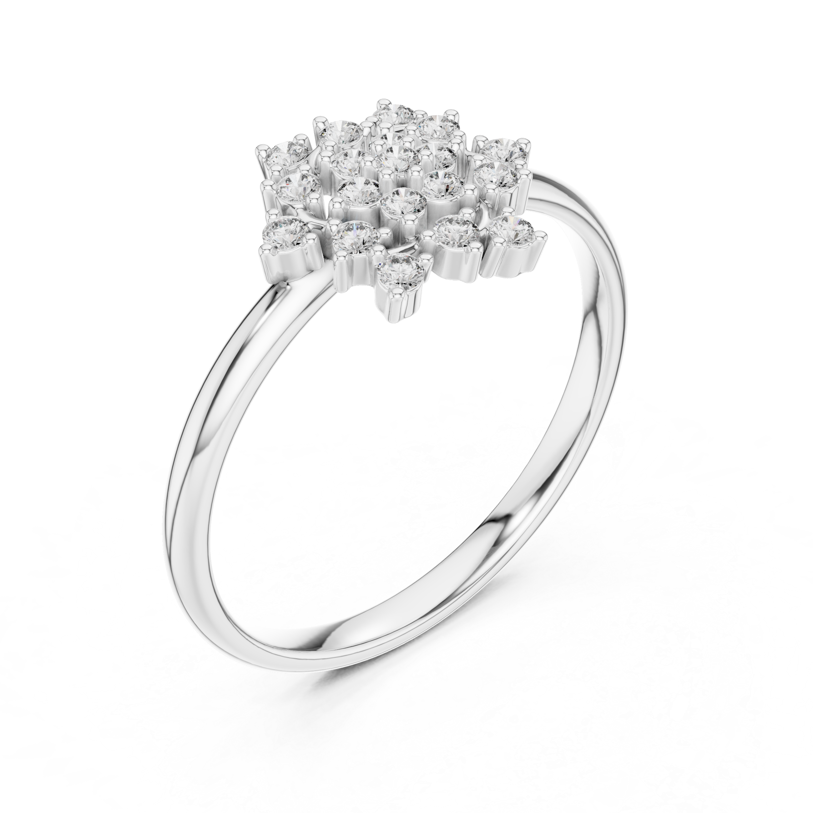 Floral Cluster Diamond Ring – Vintage Snowflake Halo Statement Ring
