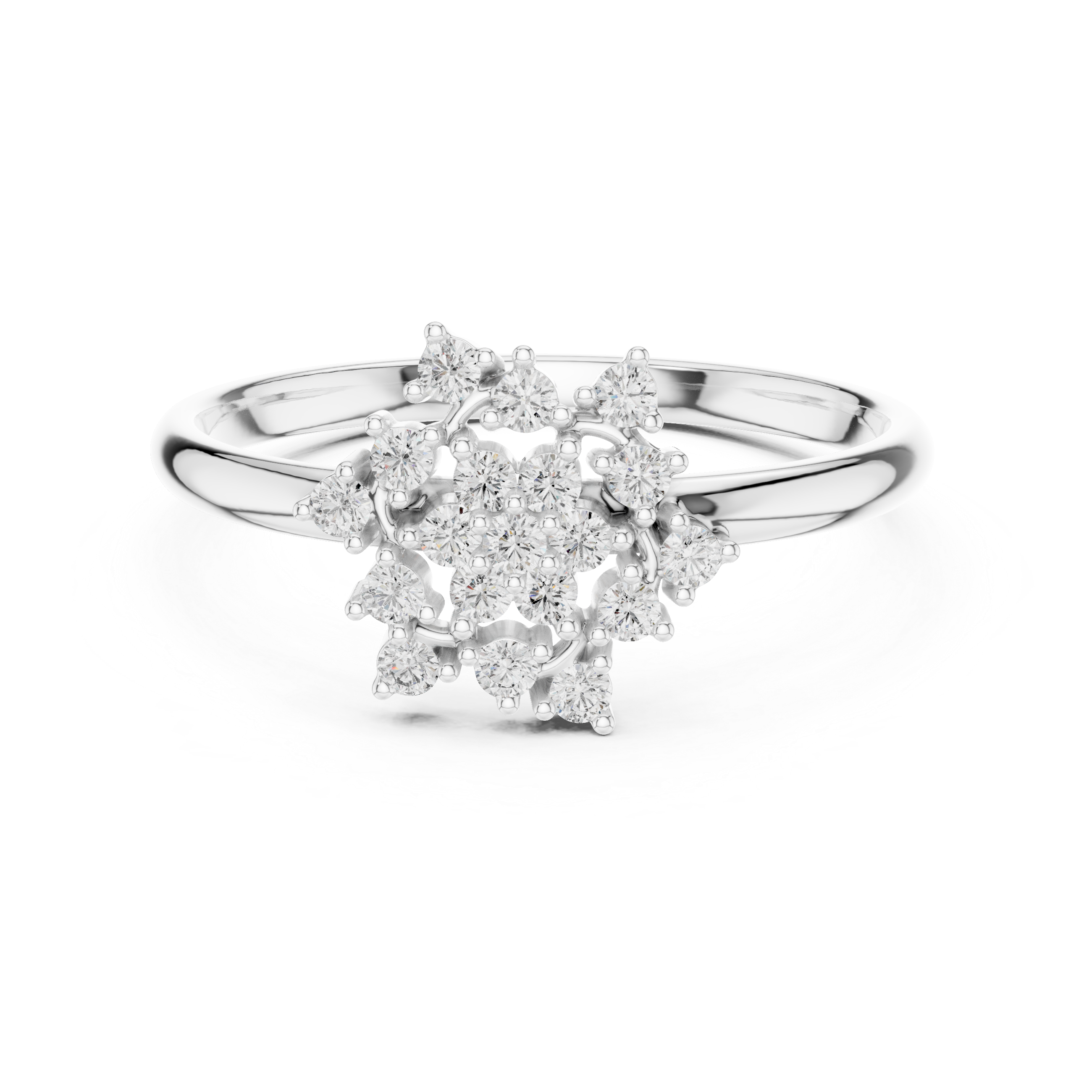 Floral Cluster Diamond Ring – Vintage Snowflake Halo Statement Ring