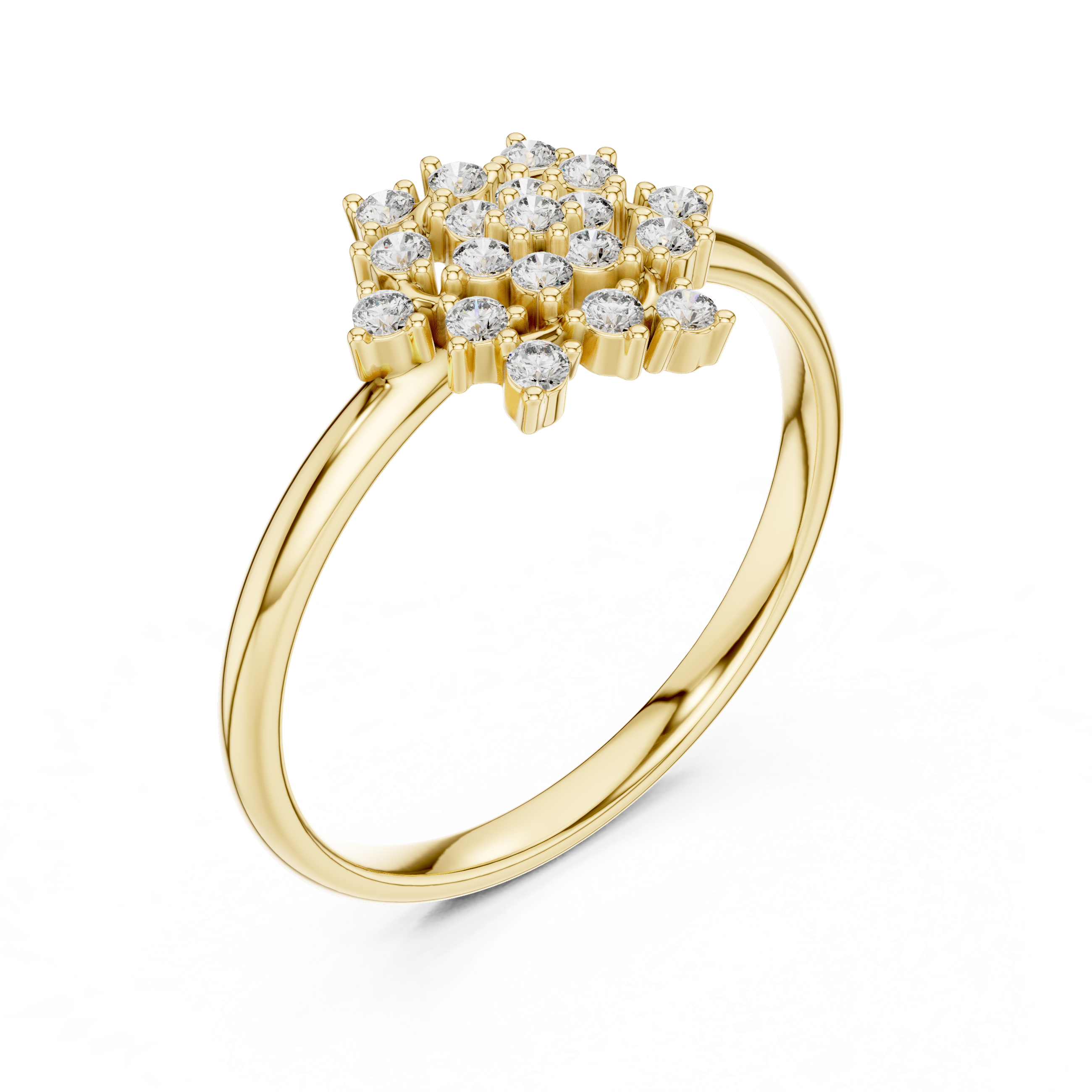 Floral Cluster Diamond Ring – Vintage Snowflake Halo Statement Ring