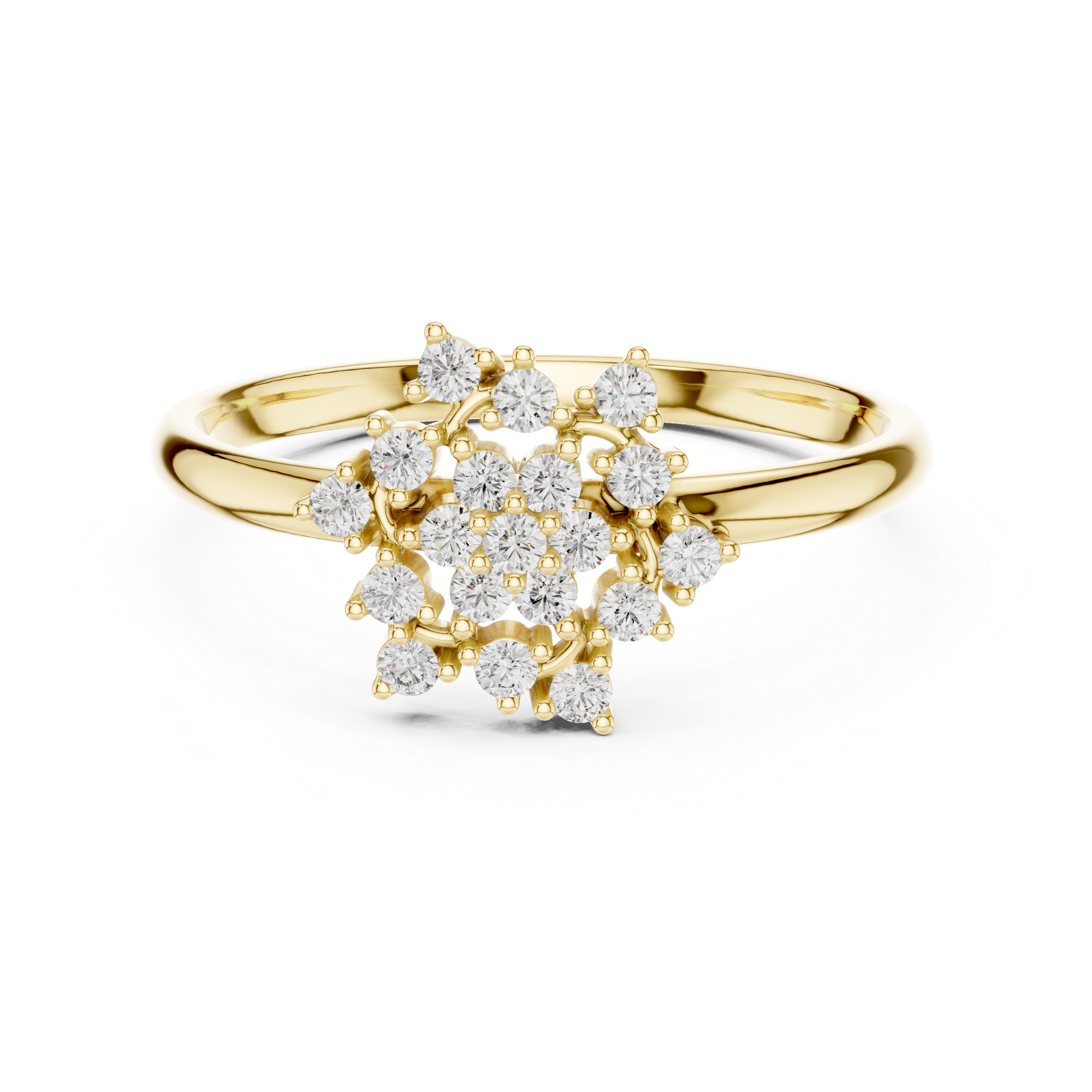 Floral Cluster Diamond Ring – Vintage Snowflake Halo Statement Ring