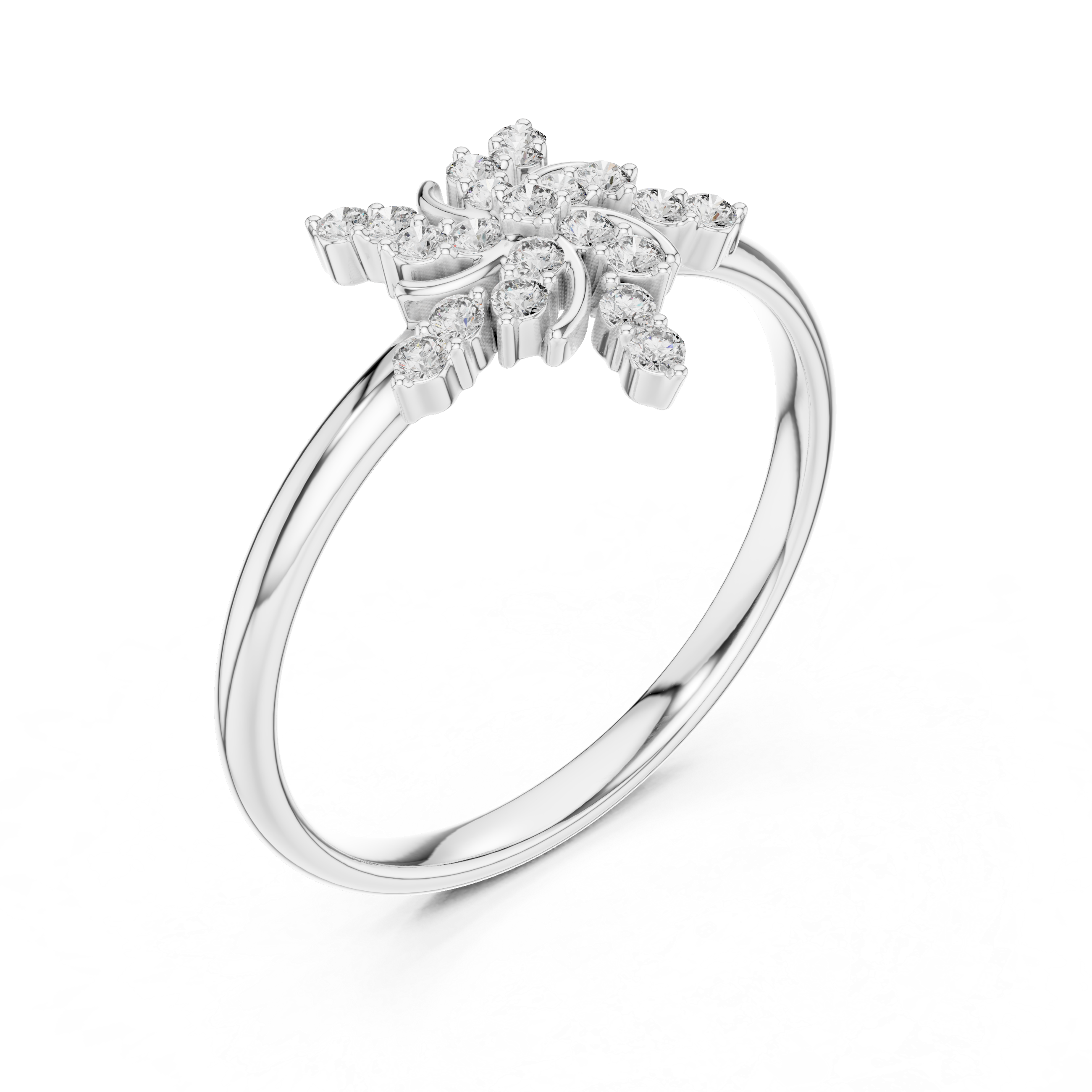 Floral Starburst Diamond Ring – Vintage Swirl Cluster Statement Ring