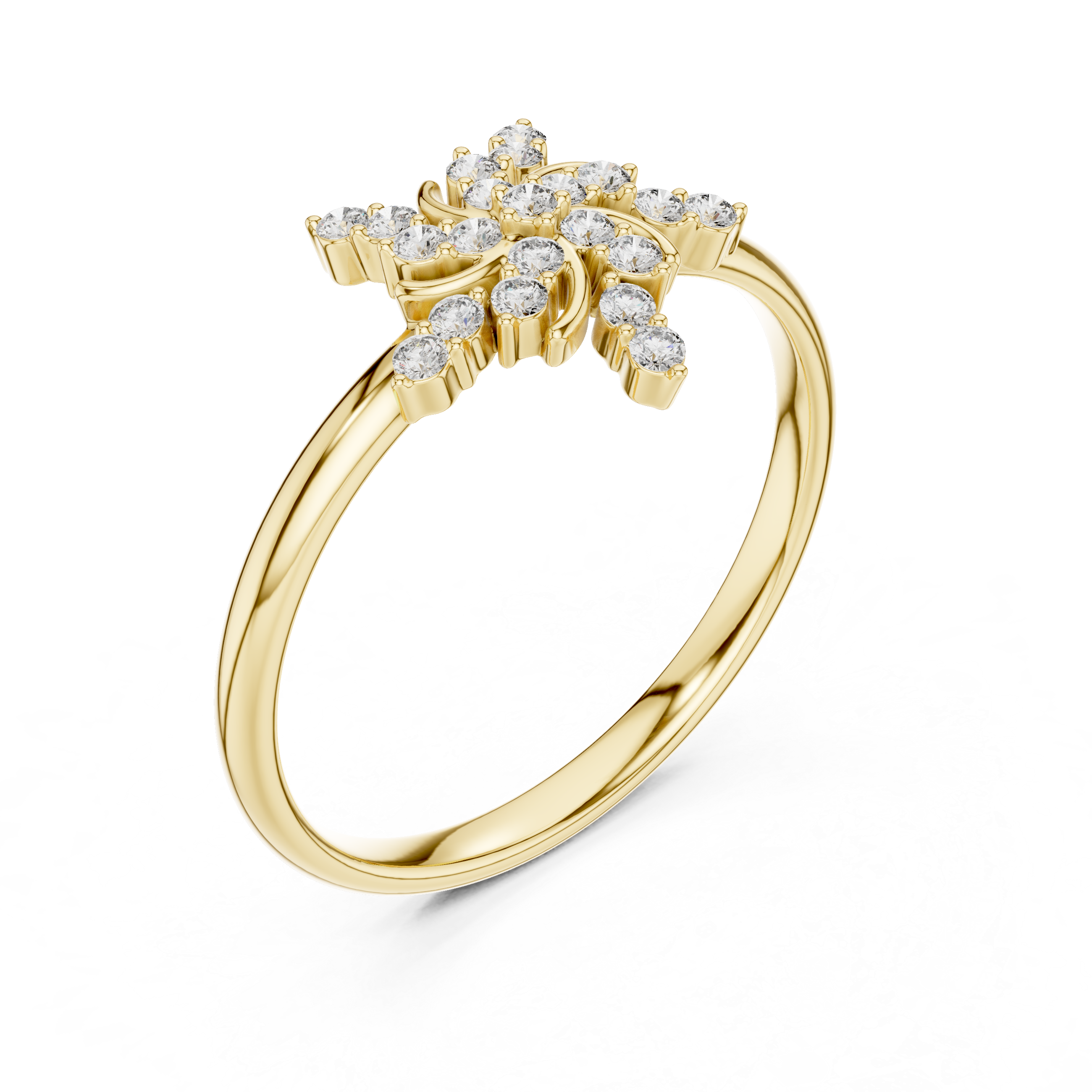 Floral Starburst Diamond Ring – Vintage Swirl Cluster Statement Ring