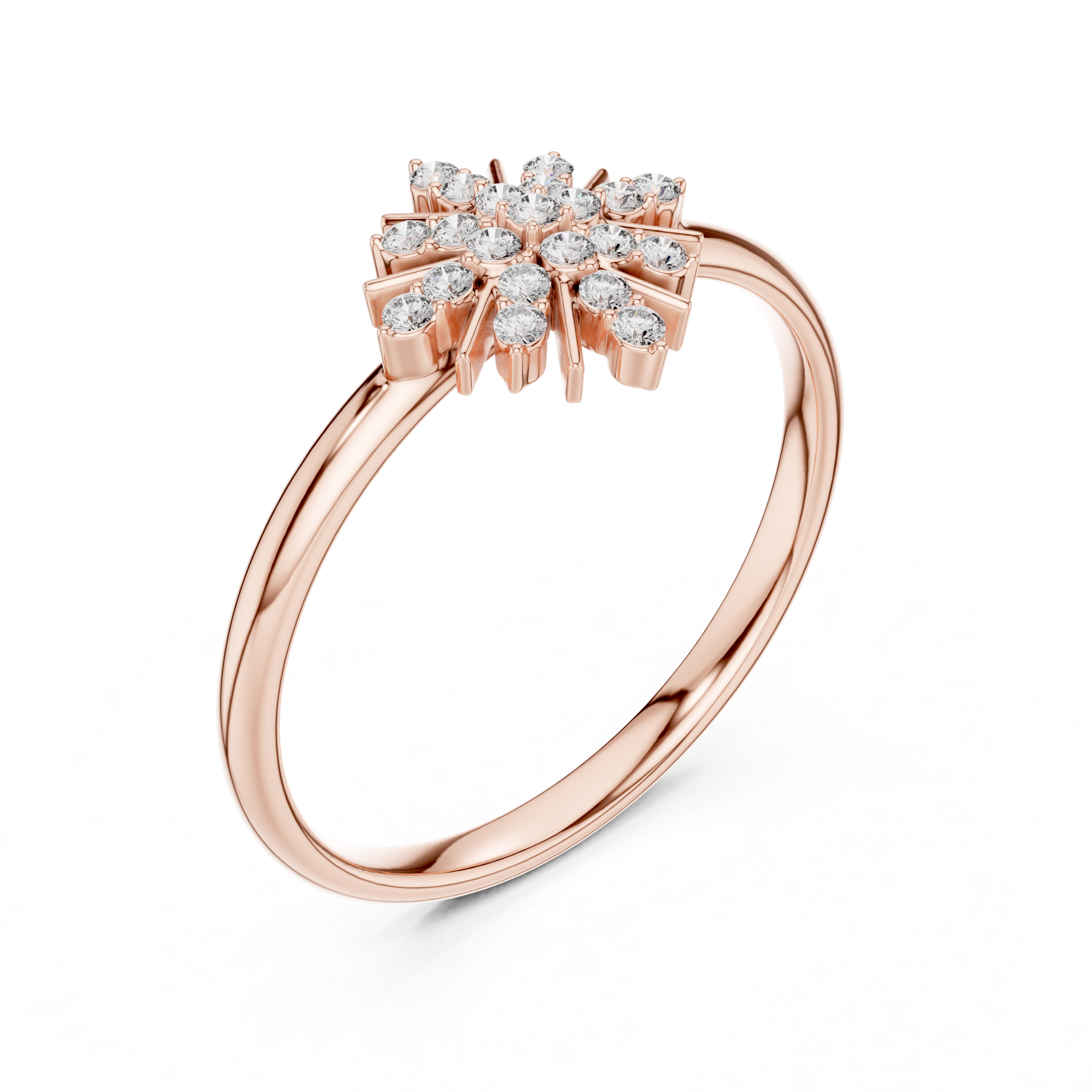 Celestial Starburst Diamond Ring – Snowflake Cluster Statement Ring