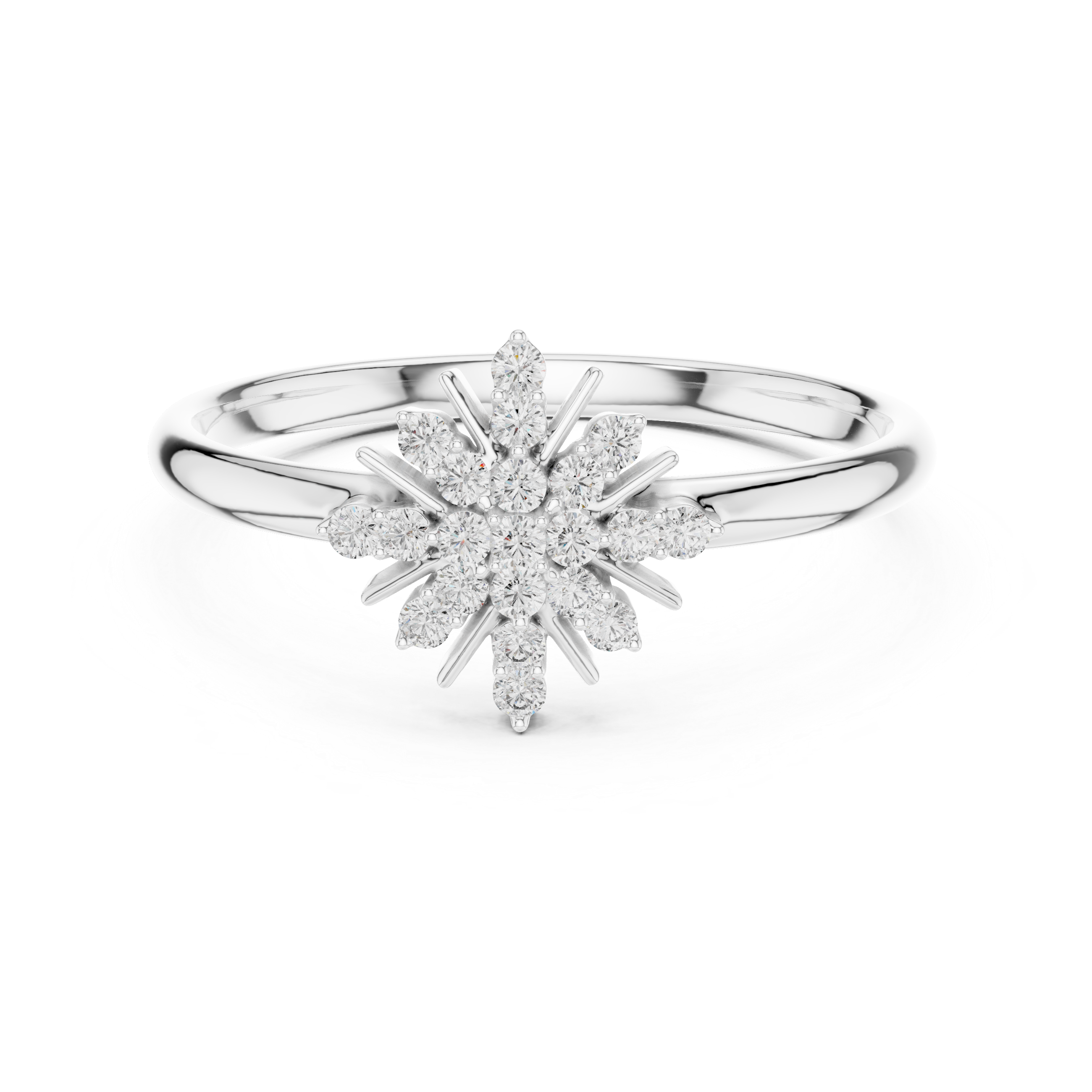 Celestial Starburst Diamond Ring – Snowflake Cluster Statement Ring