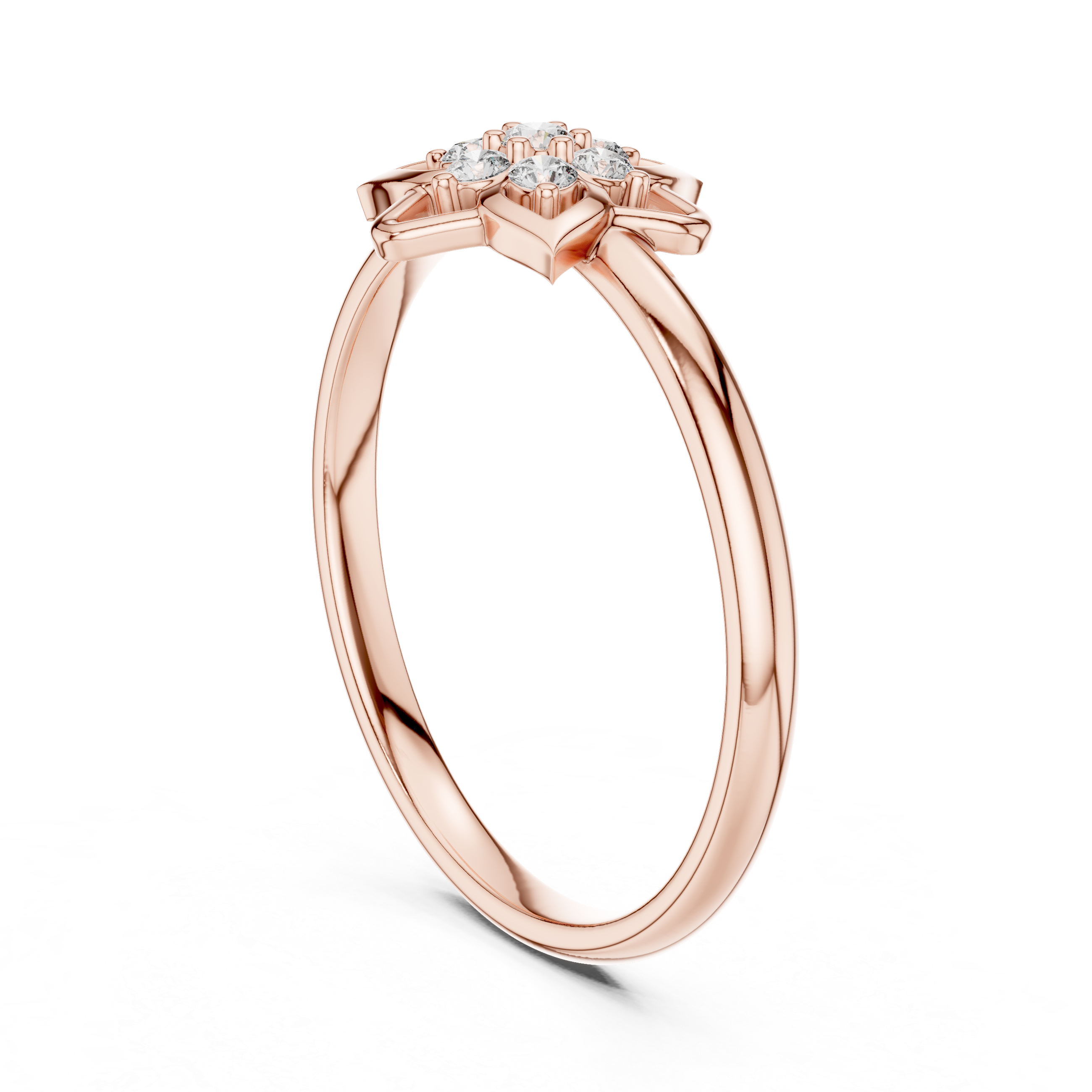 Six-Point Star Diamond Cluster Ring – Geometric Floral Statement Ring